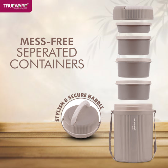 Trueware Meal 4 Insulated Hot Lunch Box with 3 PP Container 300 ML Each & 1 200ML