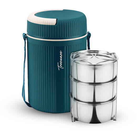 Trueware Quick Meal 3 Insulated Thermoware Hot Lunch Box with 3 SS Container 300 ML Each