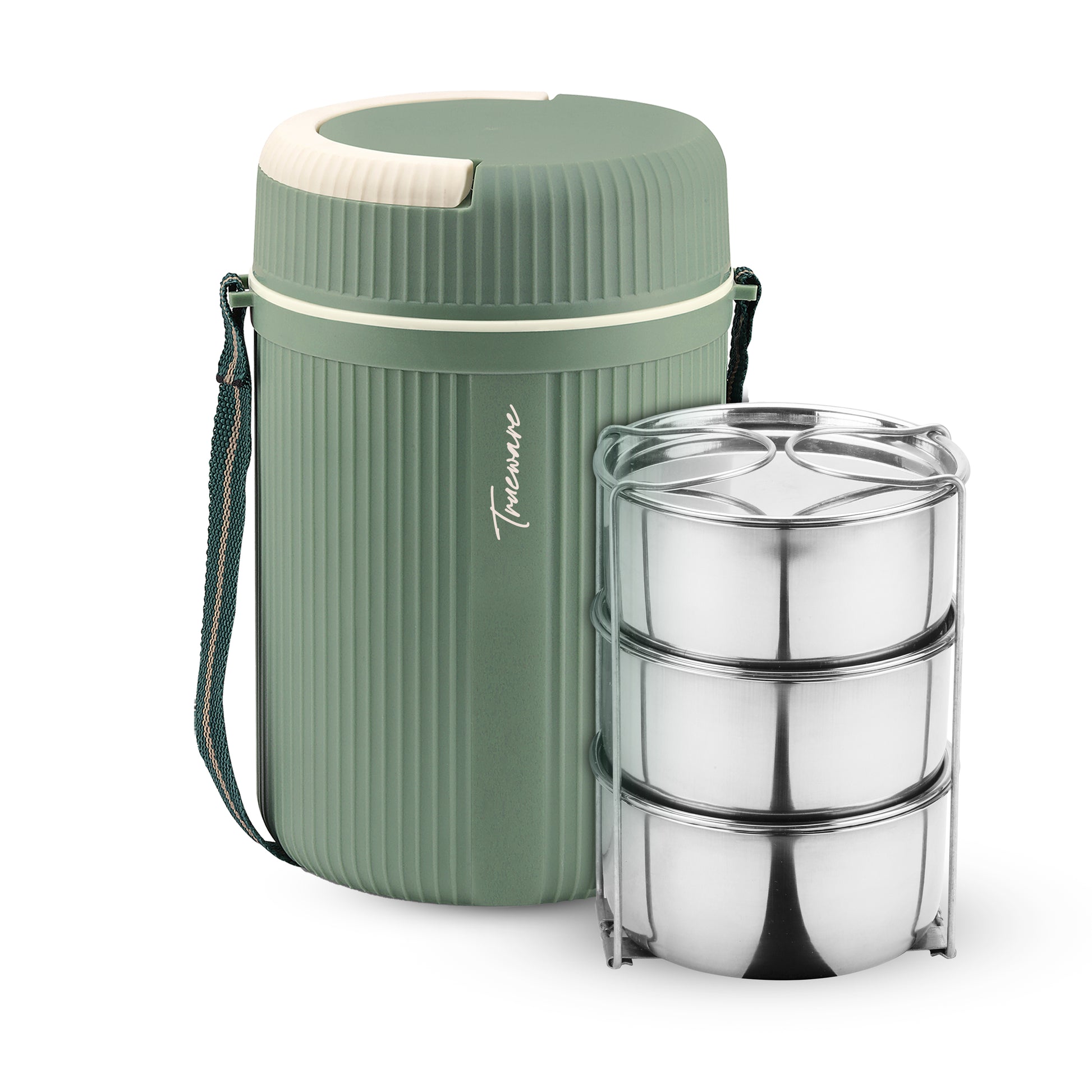 Trueware Quick Meal 3 Insulated Thermoware Hot Lunch Box with 3 SS Container 300 ML Each