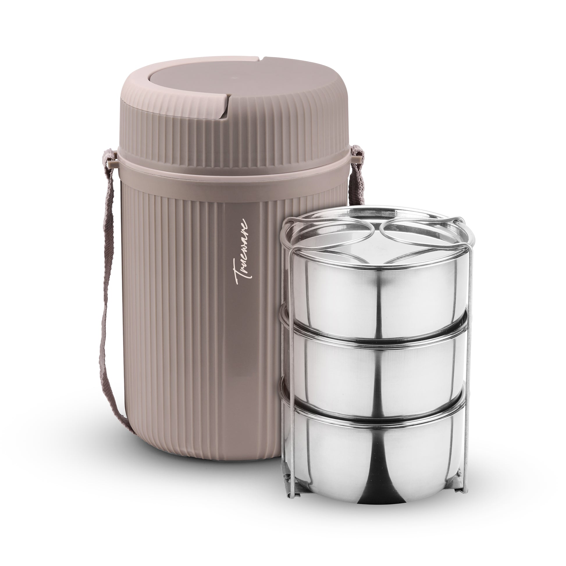 Trueware Quick Meal 3 Insulated Thermoware Hot Lunch Box with 3 SS Container 300 ML Each
