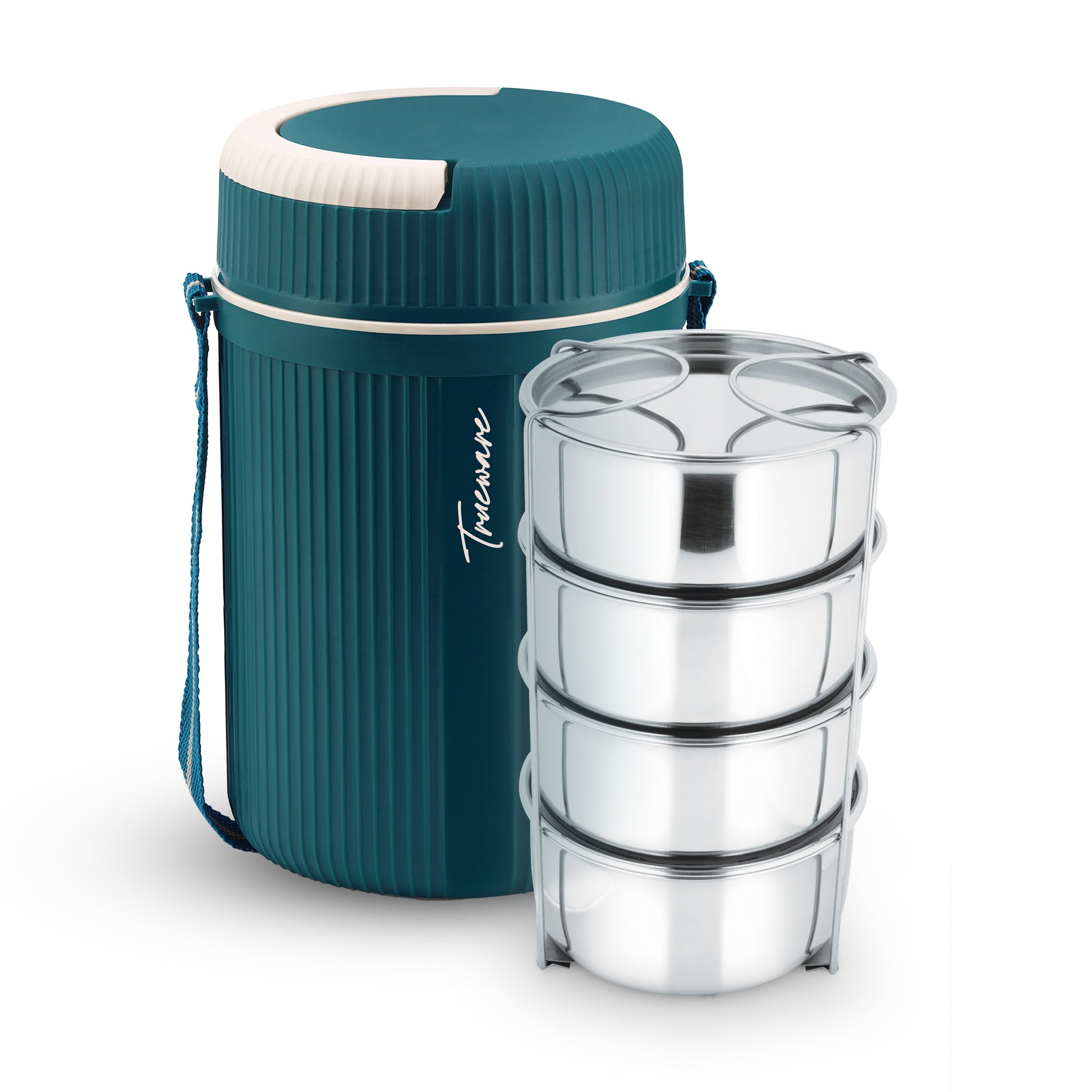 Trueware Quick Meal 4 Insulated Thermoware Hot Lunch Box with 4 SS Container 300 ML Each