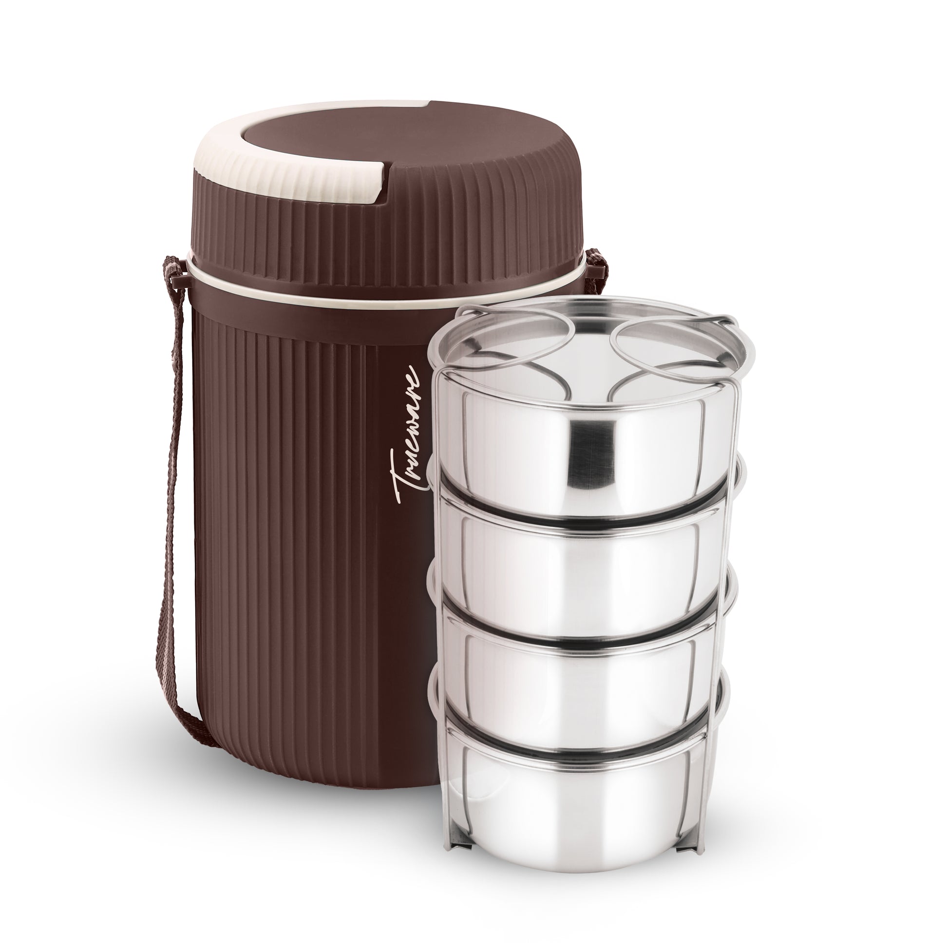 Trueware Quick Meal 4 Insulated Thermoware Hot Lunch Box with 4 SS Container 300 ML Each