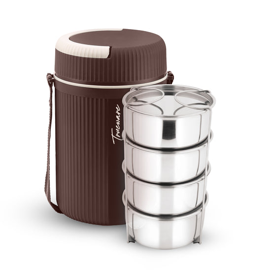 Trueware Quick Meal 4 Insulated Thermoware Hot Lunch Box with 4 SS Container 300 ML Each