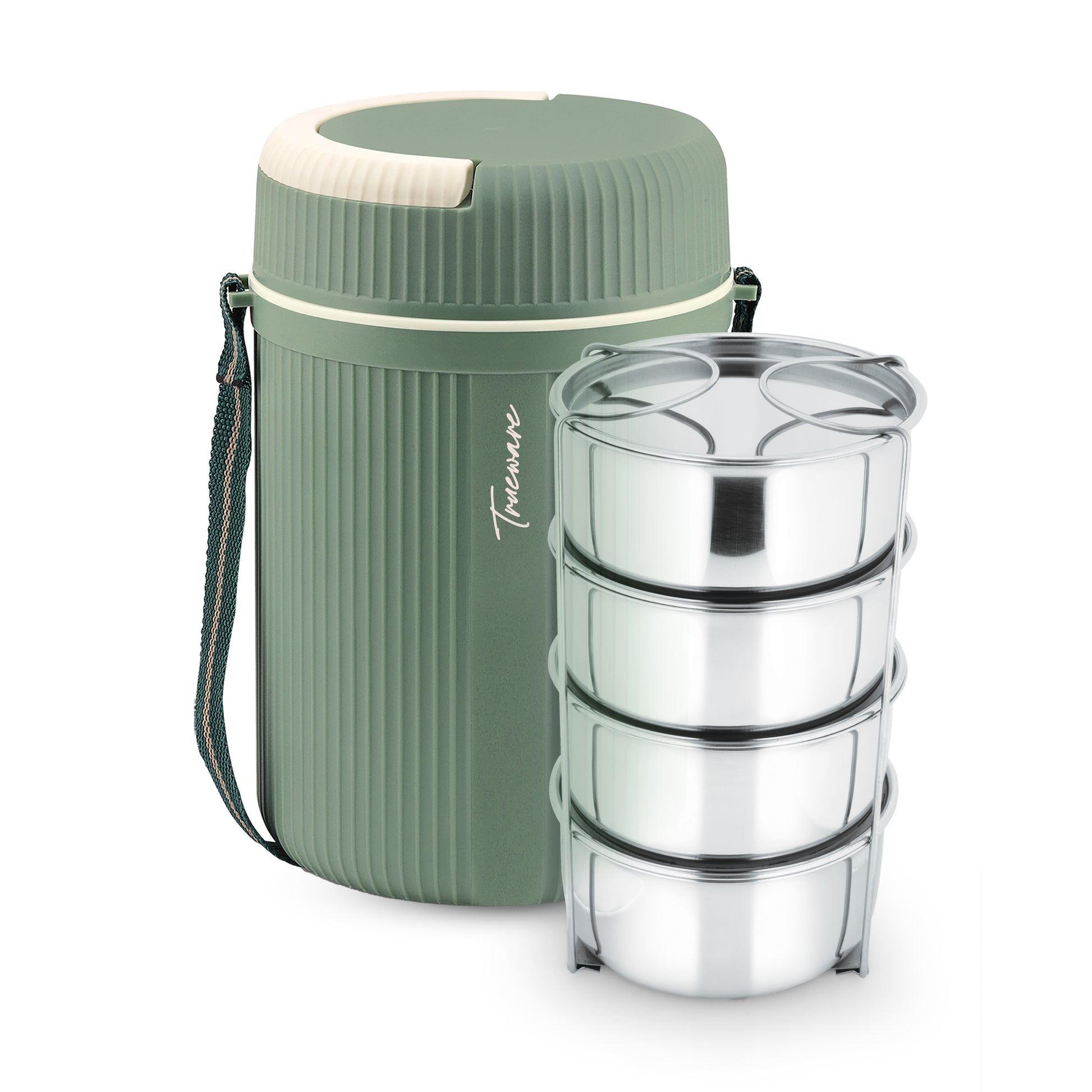 Trueware Quick Meal 4 Insulated Thermoware Hot Lunch Box with 4 SS Container 300 ML Each