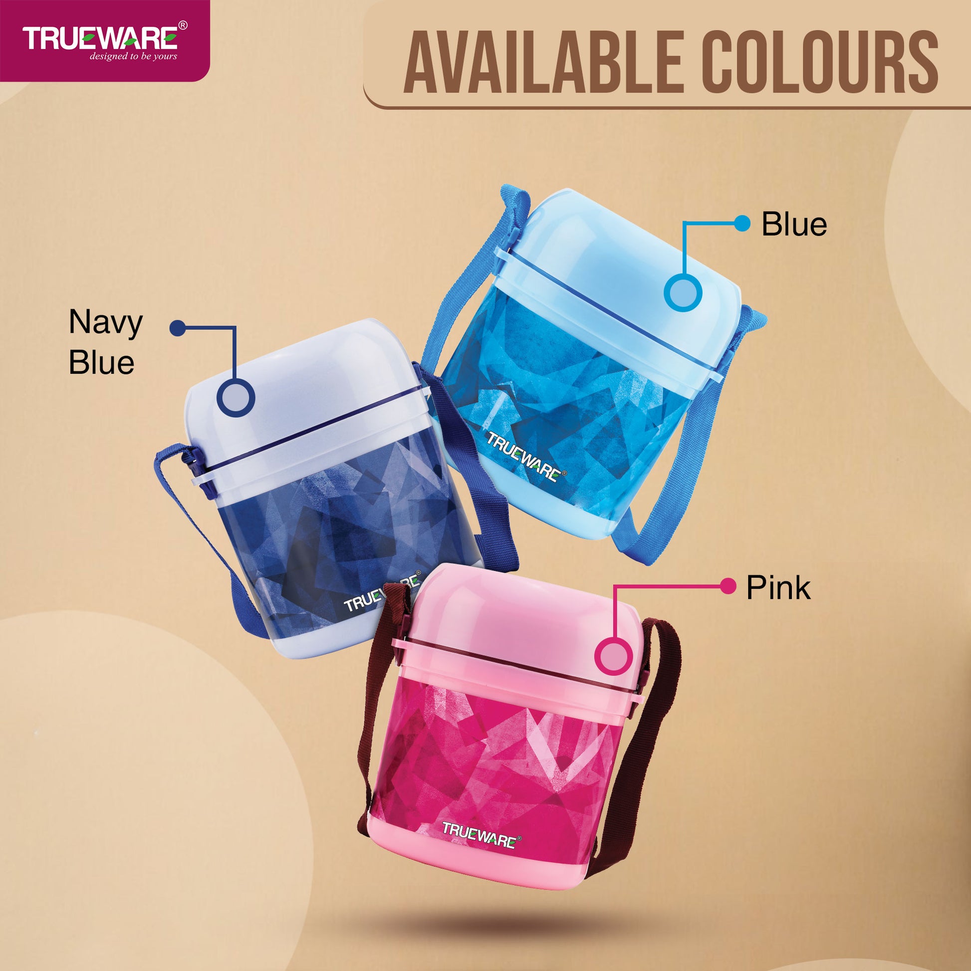 Trueware Office 2 Lunch Box with 3 Stainless Steel Container,300ml X2, 200Ml X 1 Brown