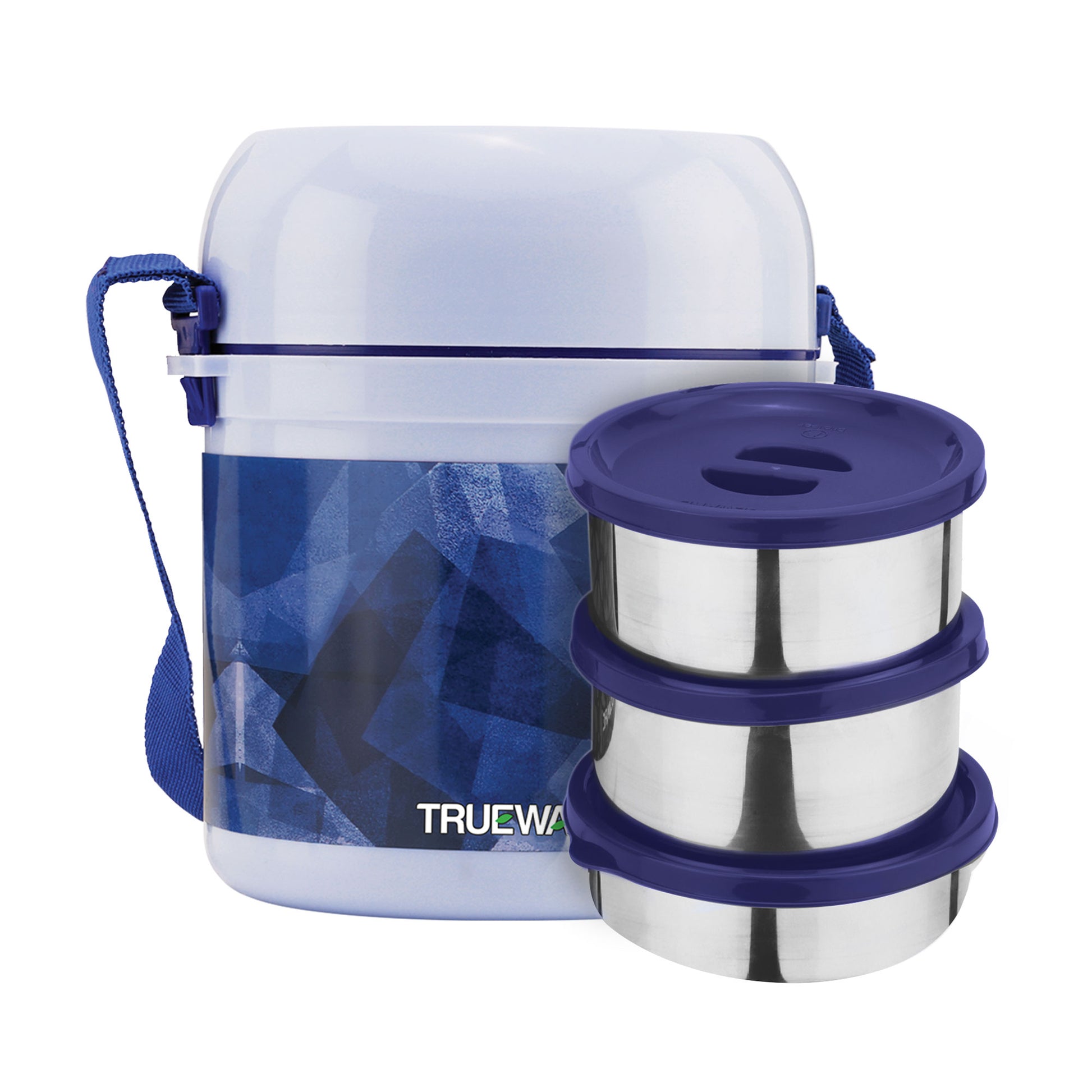 Trueware Office 2 Lunch Box with 3 Stainless Steel Container,300ml X2, 200Ml X 1 Brown
