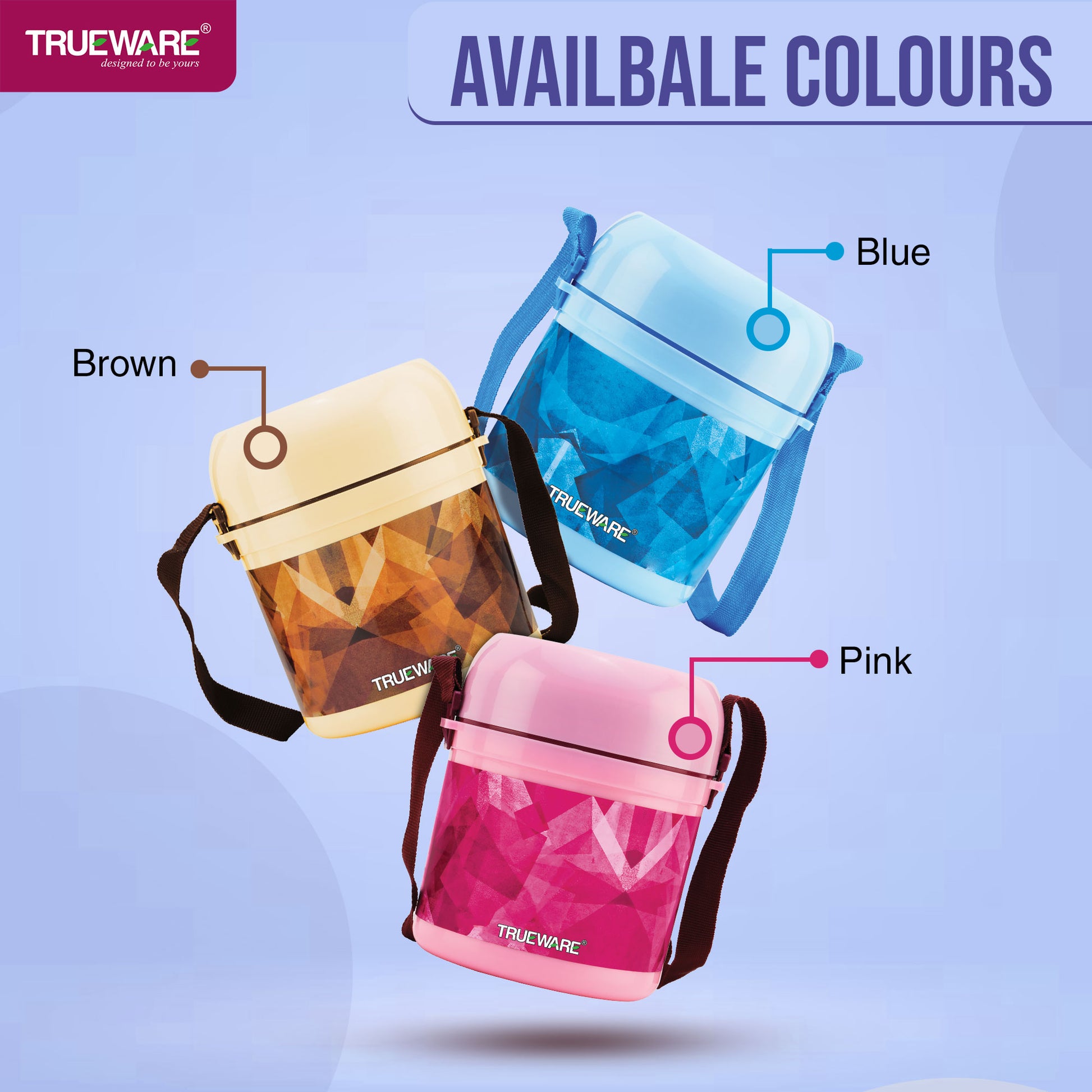 Trueware Office 2 Lunch Box with 3 Stainless Steel Container,300ml X2, 200Ml X 1 Brown