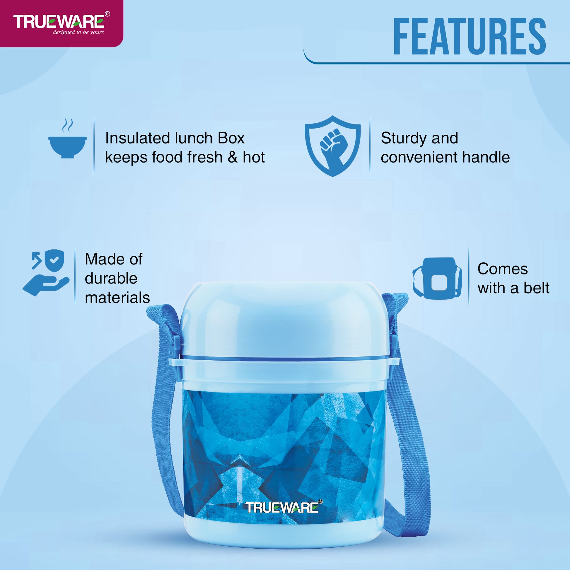 Trueware Office 2 Lunch Box with 3 Stainless Steel Container,300ml X2, 200Ml X 1 Brown