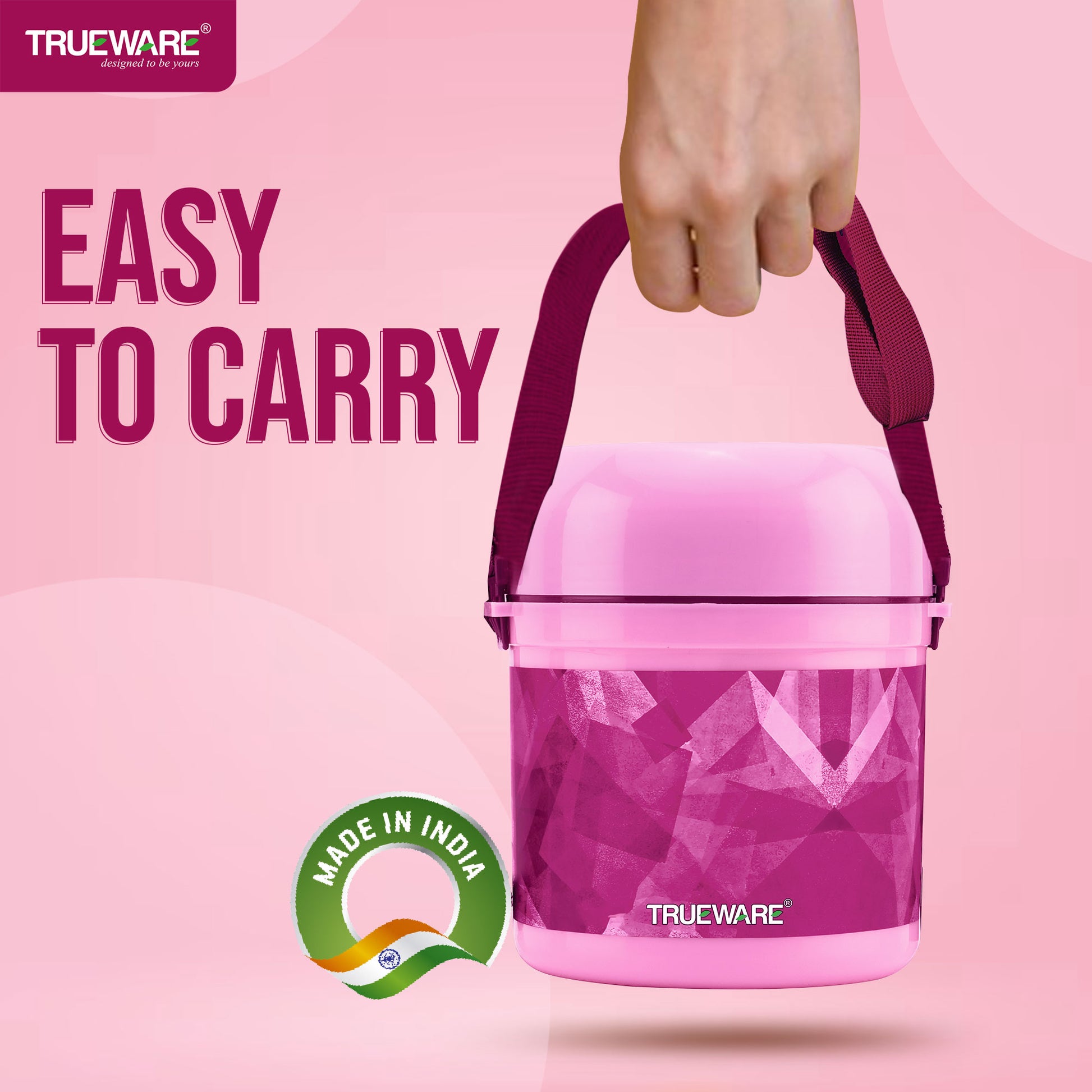 Trueware Office 3 Lunch Box with 3 Stainless Steel Container,300ml X 3 Brown