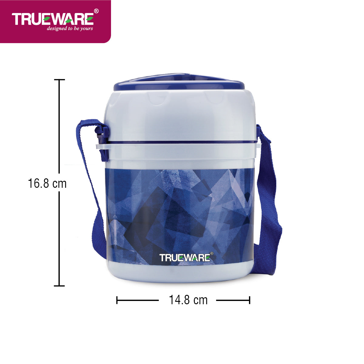 TRUEWARE Office Plus 2 Lunch Box with 3 Stainless Steel Container,300ml X2 , 200Ml X 1 Brown