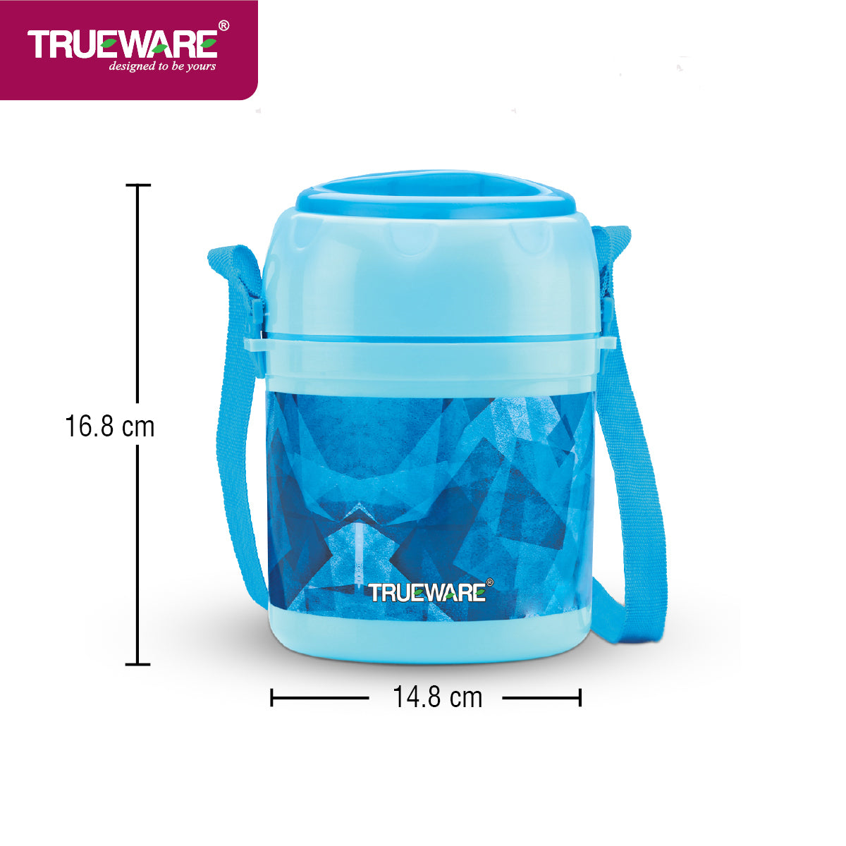 TRUEWARE Office Plus 2 Lunch Box with 3 Stainless Steel Container,300ml X2 , 200Ml X 1 Brown