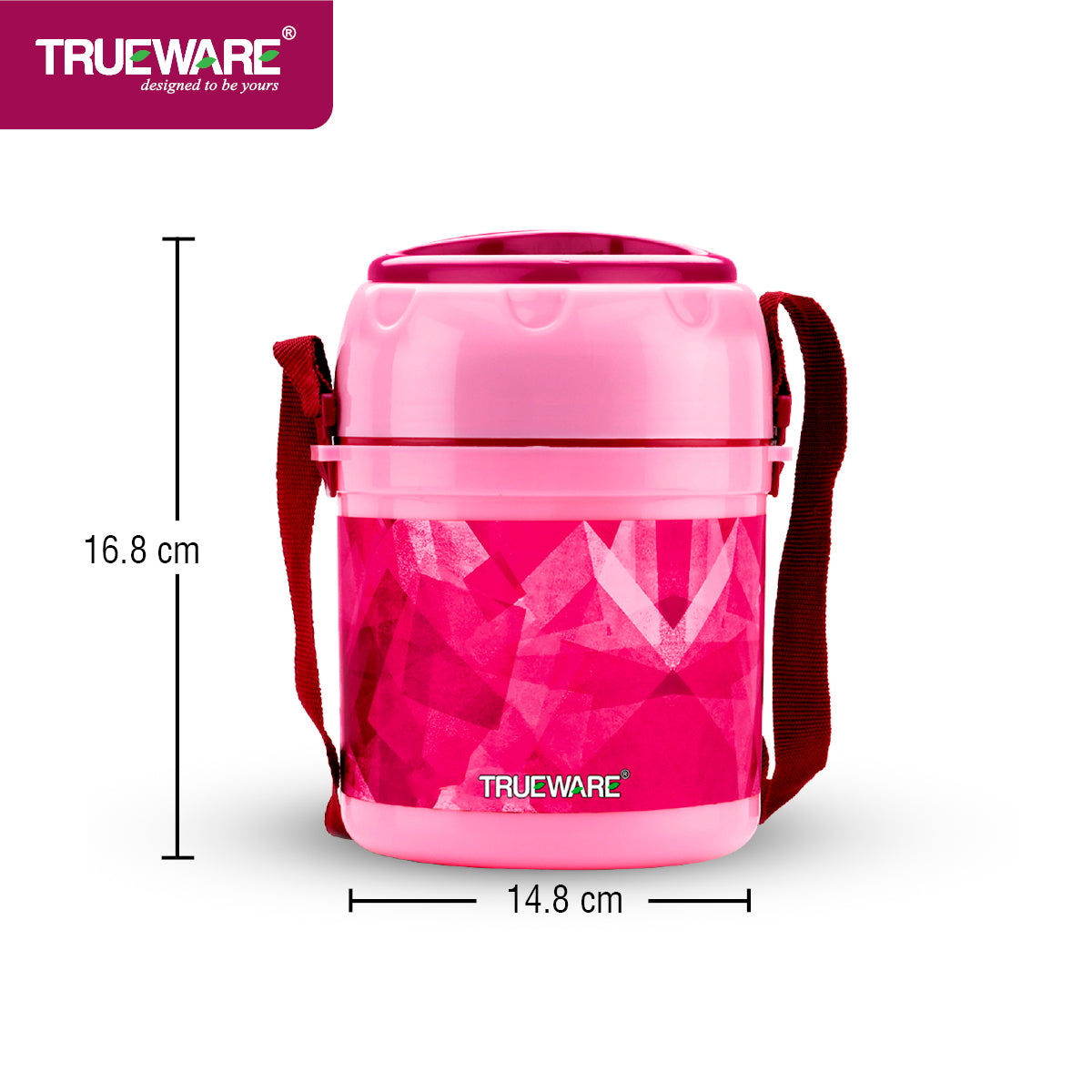 TRUEWARE Office Plus 2 Lunch Box with 3 Stainless Steel Container,300ml X2 , 200Ml X 1 Brown