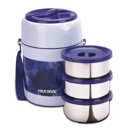 TRUEWARE Office Plus 3 Lunch Box with 3 Stainless Steel Container,300ml X3