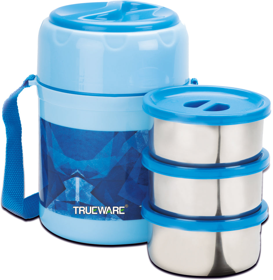 TRUEWARE Office Plus 3 Lunch Box with 3 Stainless Steel Container,300ml X3