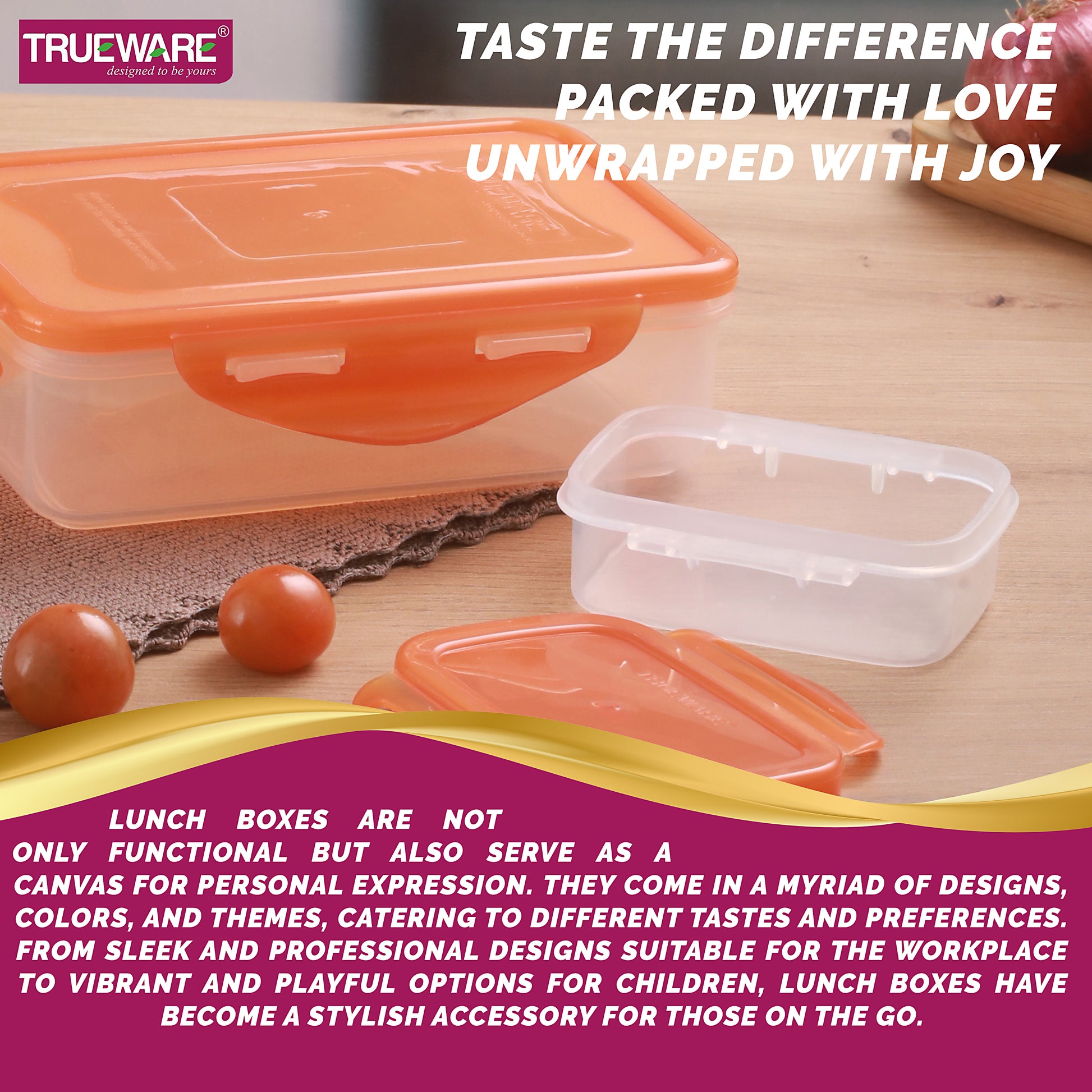 Trueware Tiffinline School Mate Plastic Kids Lunch Box Big Box | 500 ML & Small 150 ML