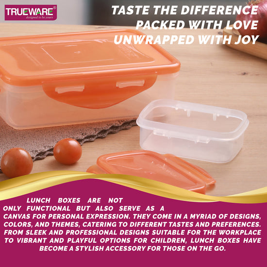 Trueware Tiffinline School Mate Plastic Kids Lunch Box Big Box | 500 ML & Small 150 ML