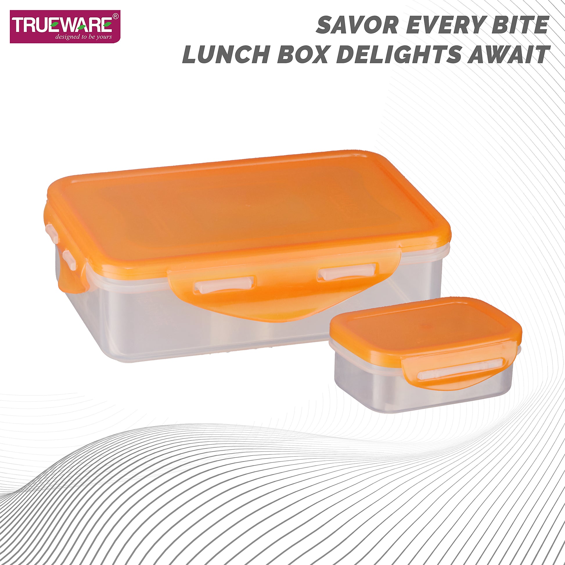 Trueware Tiffinline School Mate Plastic Kids Lunch Box Big Box | 500 ML & Small 150 ML