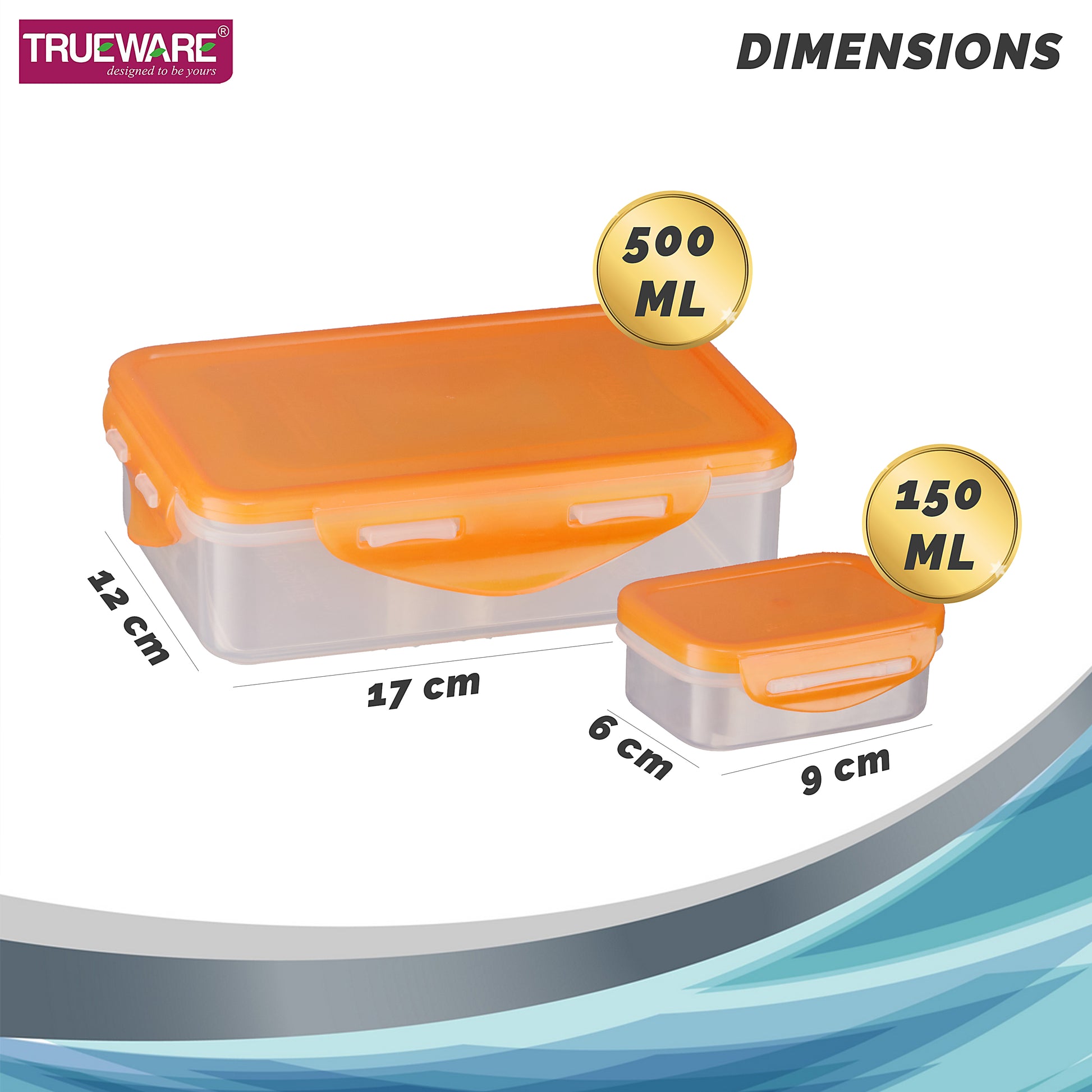Trueware Tiffinline School Mate Plastic Kids Lunch Box Big Box | 500 ML & Small 150 ML