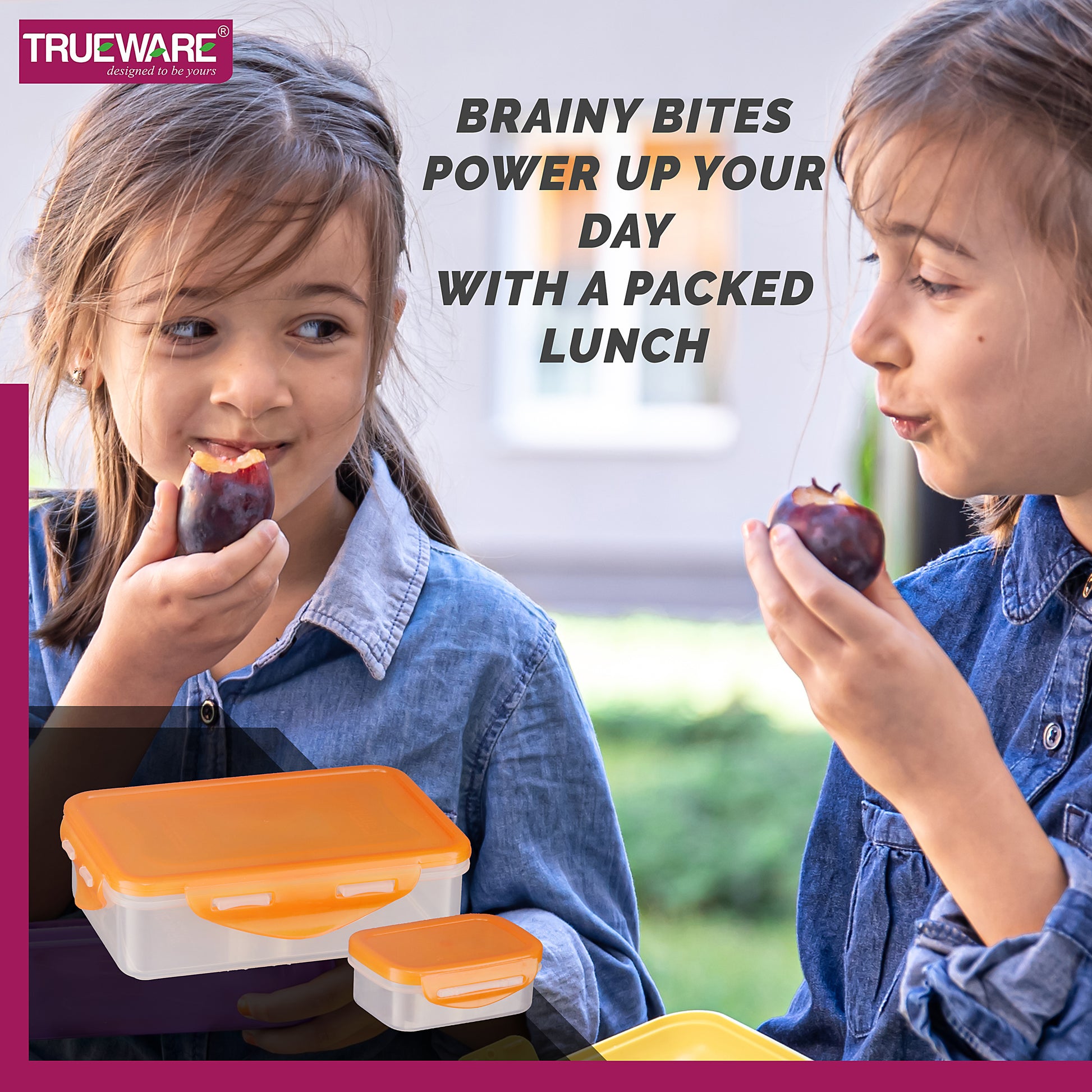 Trueware Tiffinline School Mate Plastic Kids Lunch Box Big Box | 500 ML & Small 150 ML