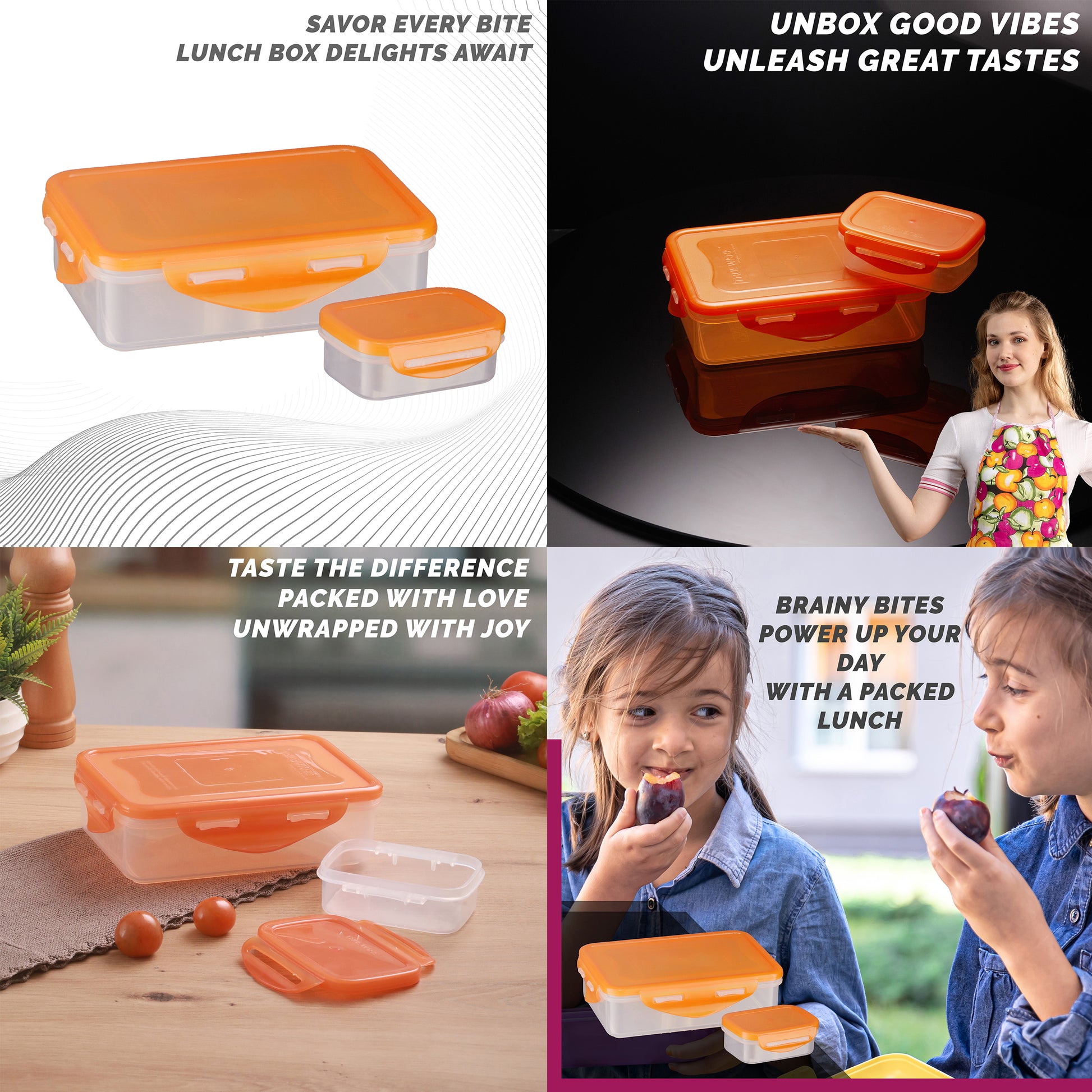 Trueware Tiffinline School Mate Plastic Kids Lunch Box Big Box | 500 ML & Small 150 ML