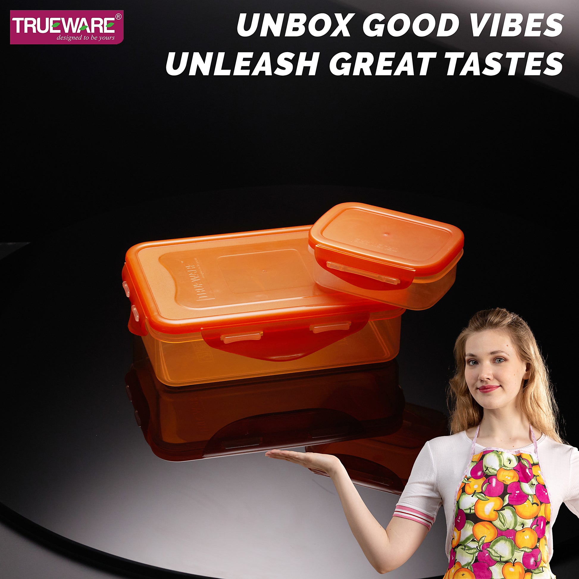 Trueware Tiffinline School Mate Plastic Kids Lunch Box Big Box | 500 ML & Small 150 ML