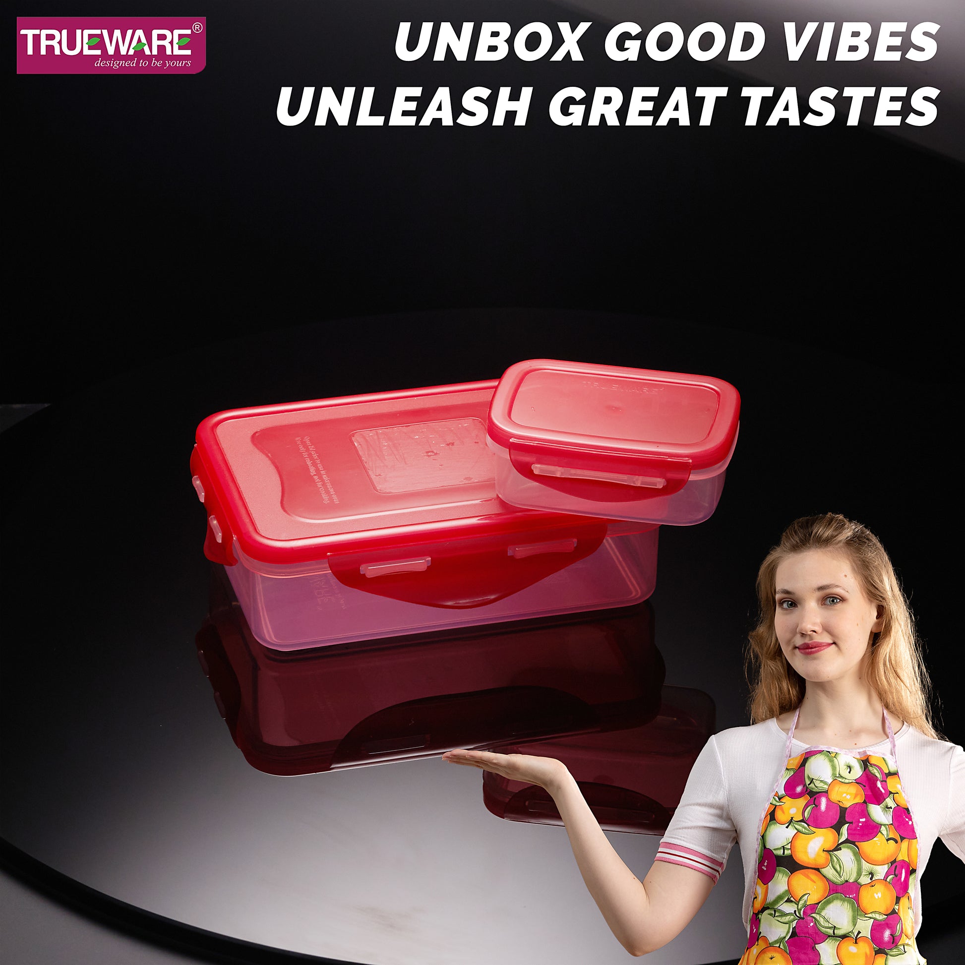 Trueware Tiffinline School Mate Plastic Kids Lunch Box Big Box | 500 ML & Small 150 ML