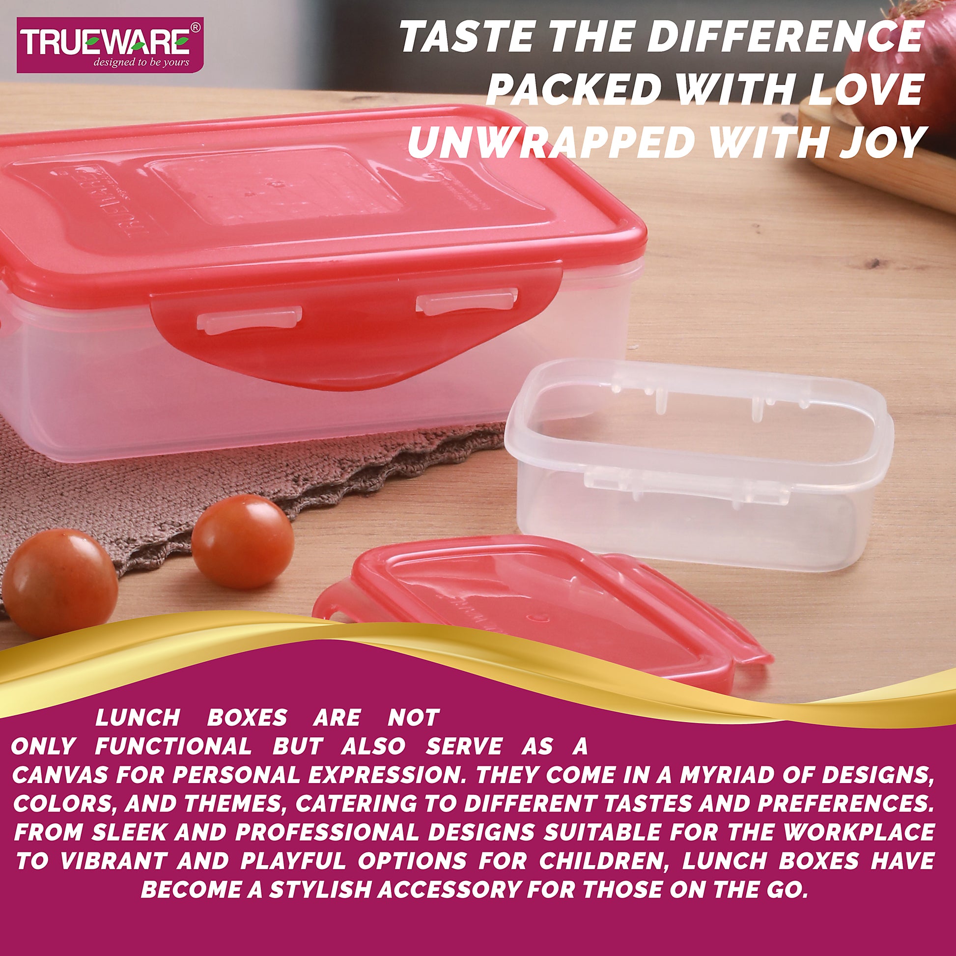Trueware Tiffinline School Mate Plastic Kids Lunch Box Big Box | 500 ML & Small 150 ML