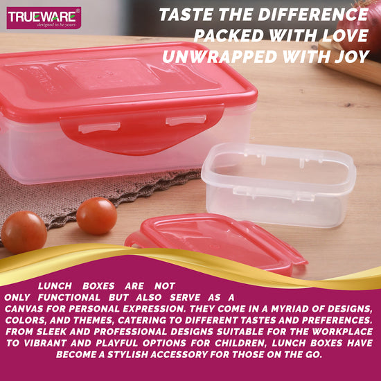 Trueware Tiffinline School Mate Plastic Kids Lunch Box Big Box | 500 ML & Small 150 ML