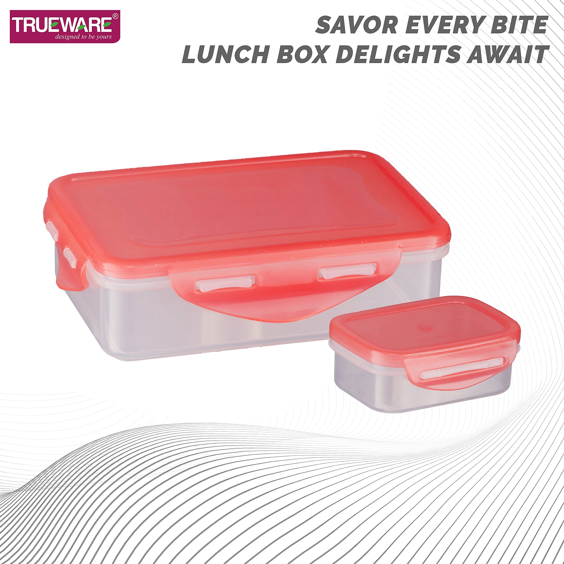 Trueware Tiffinline School Mate Plastic Kids Lunch Box Big Box | 500 ML & Small 150 ML