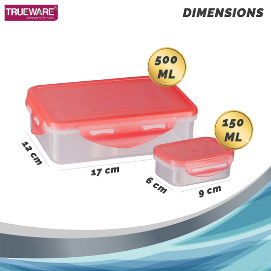 Trueware Tiffinline School Mate Plastic Kids Lunch Box Big Box | 500 ML & Small 150 ML