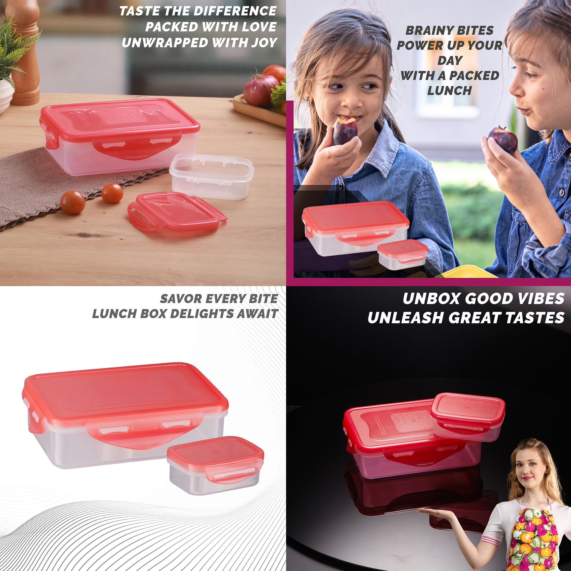 Trueware Tiffinline School Mate Plastic Kids Lunch Box Big Box | 500 ML & Small 150 ML