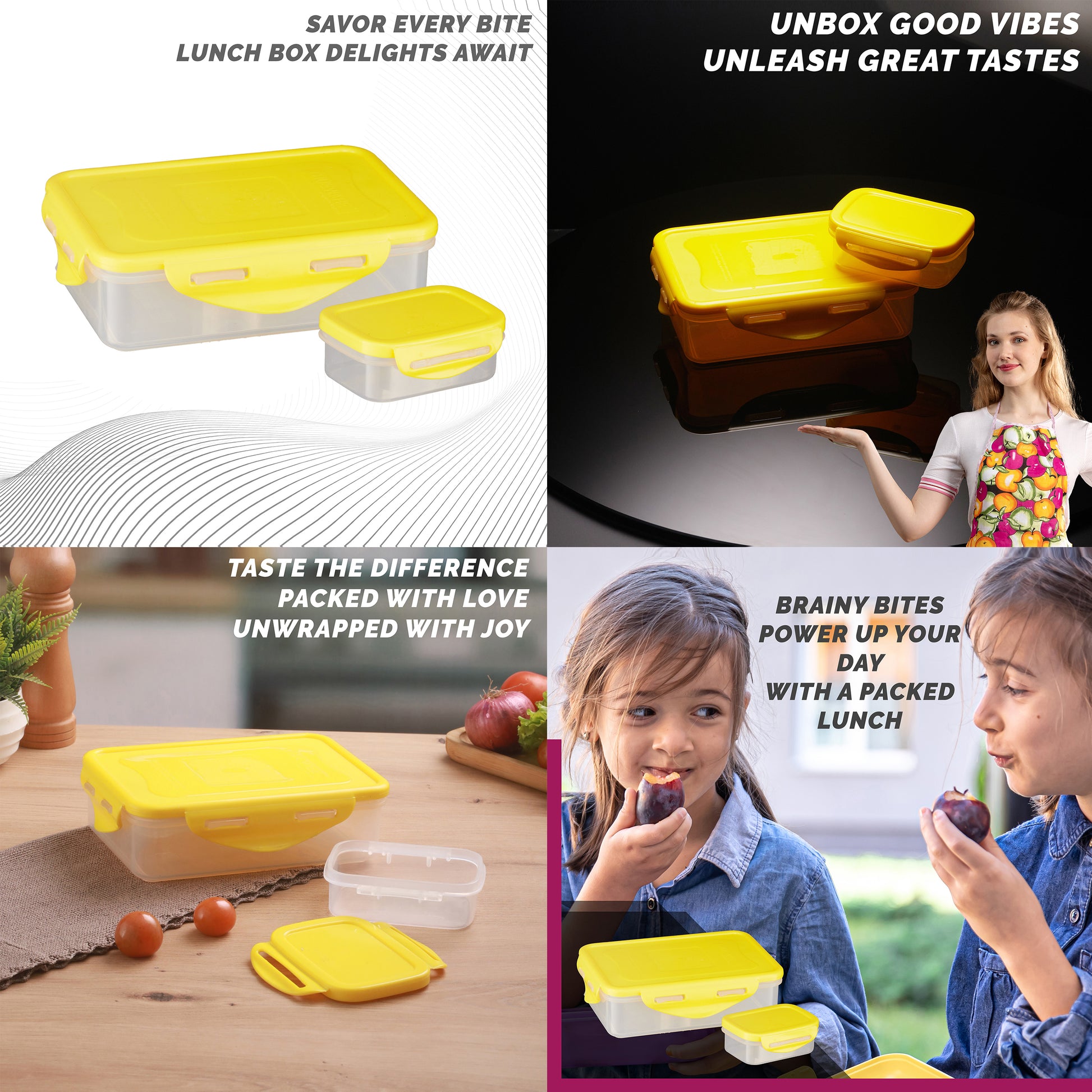 Trueware Tiffinline School Mate Plastic Kids Lunch Box Big Box | 500 ML & Small 150 ML