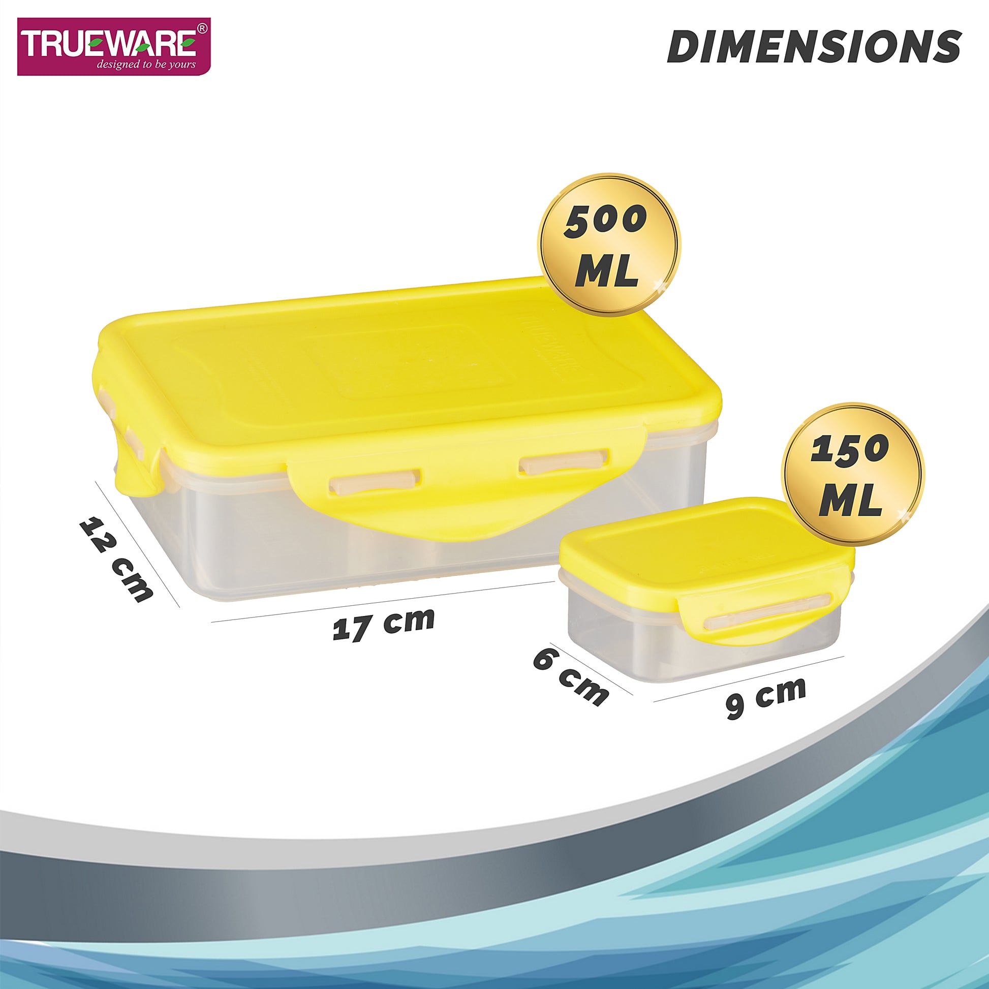 Trueware Tiffinline School Mate Plastic Kids Lunch Box Big Box | 500 ML & Small 150 ML