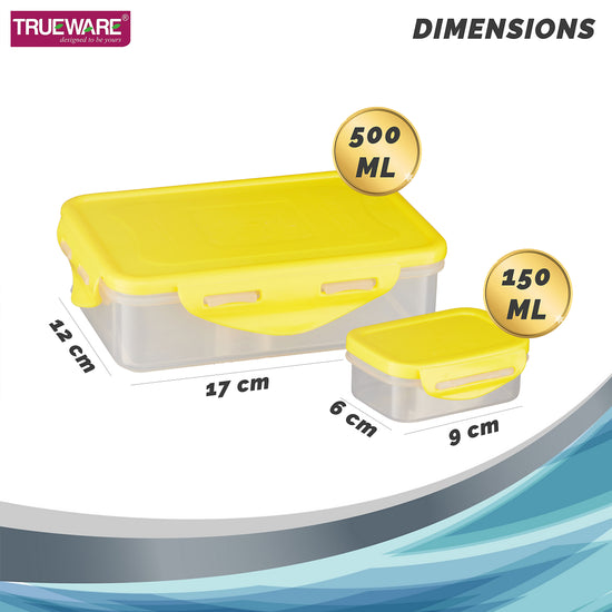 Trueware Tiffinline School Mate Plastic Kids Lunch Box Big Box | 500 ML & Small 150 ML