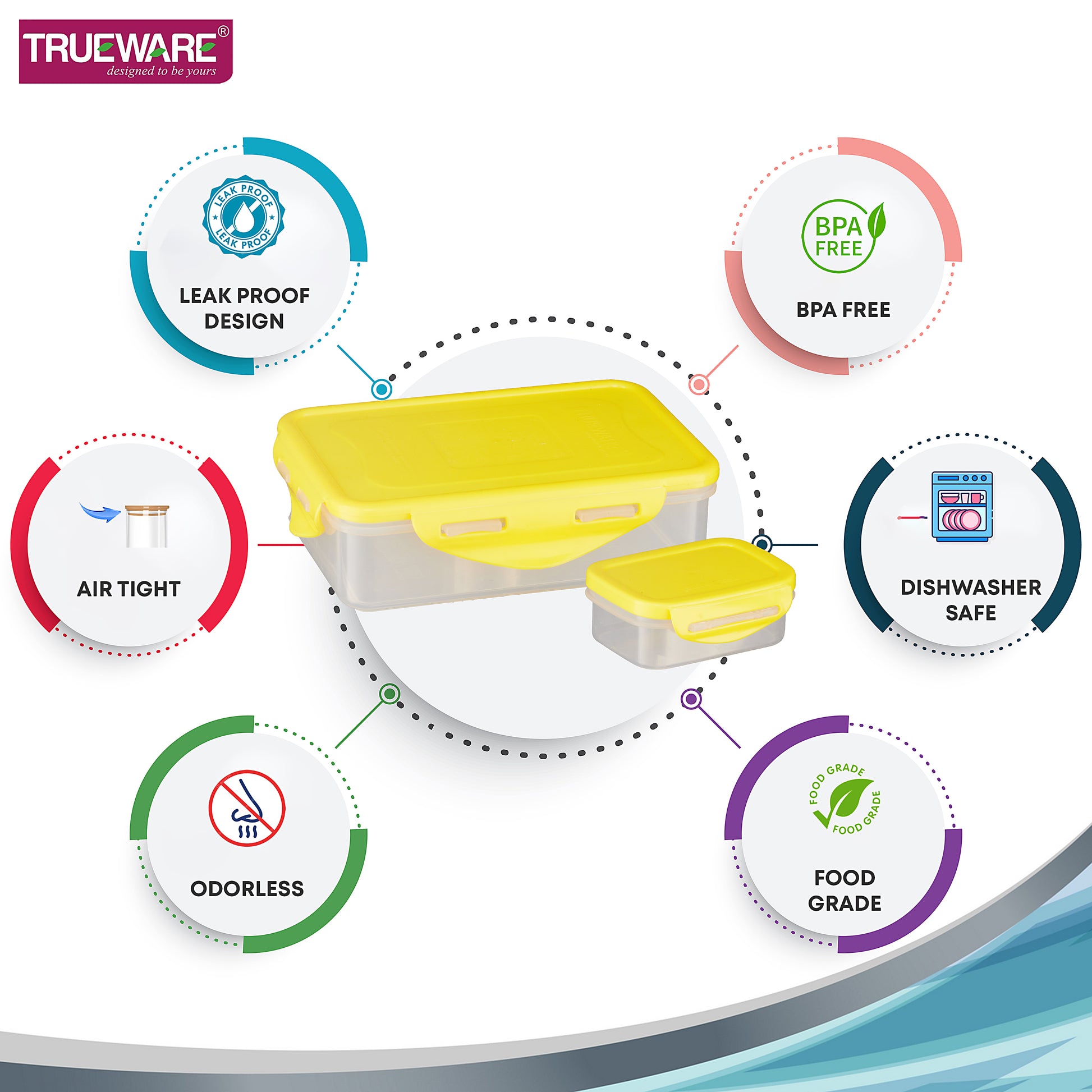 Trueware Tiffinline School Mate Plastic Kids Lunch Box Big Box | 500 ML & Small 150 ML