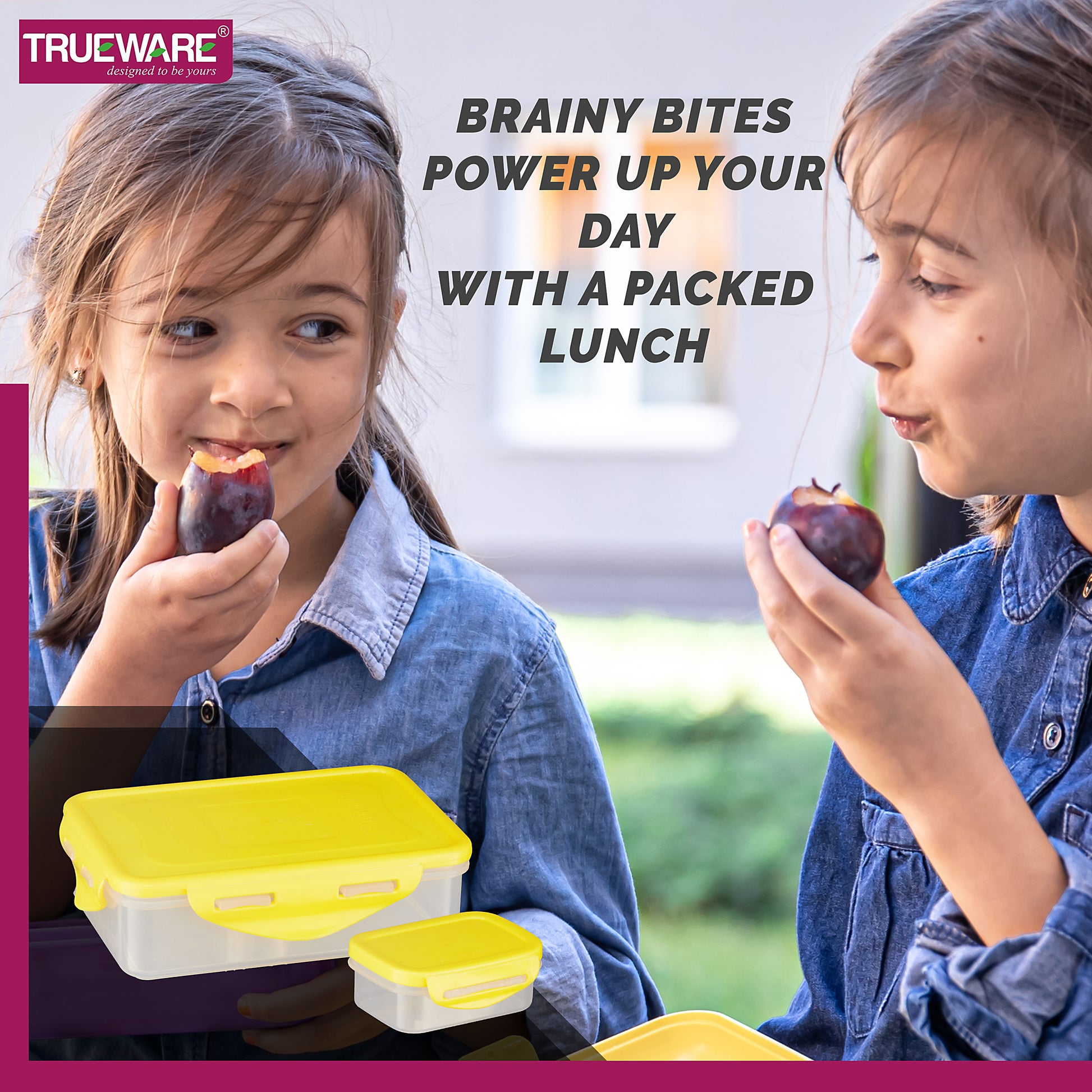 Trueware Tiffinline School Mate Plastic Kids Lunch Box Big Box | 500 ML & Small 150 ML