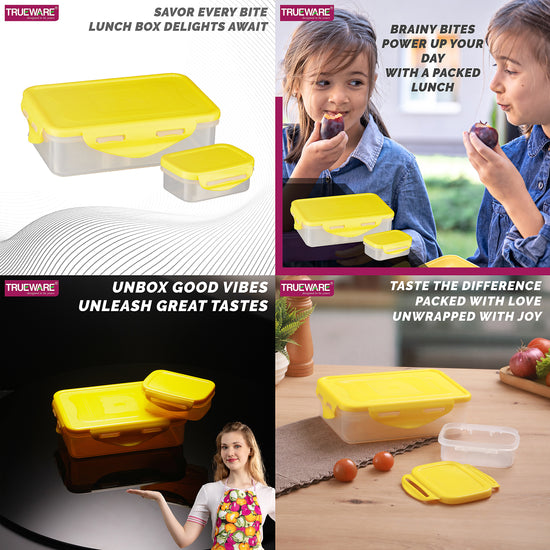 Trueware Tiffinline School Mate Plastic Kids Lunch Box Big Box | 500 ML & Small 150 ML