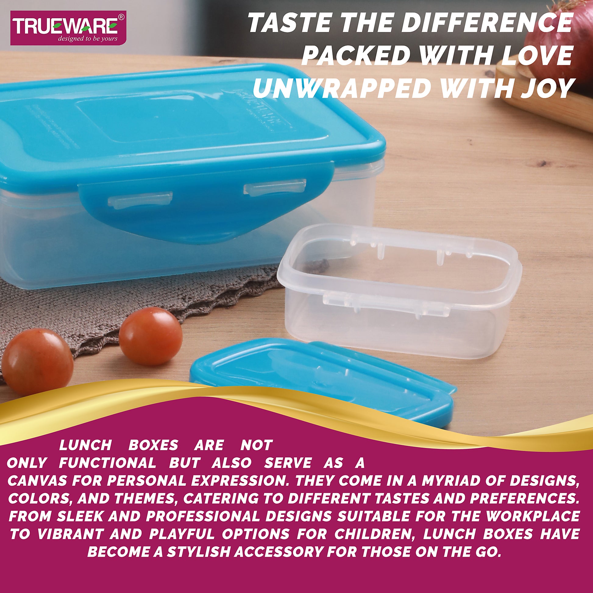 Trueware Tiffinline School Mate Plastic Kids Lunch Box Big Box | 500 ML & Small 150 ML