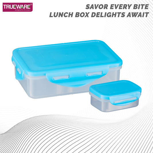 Trueware Tiffinline School Mate Plastic Kids Lunch Box Big Box | 500 ML & Small 150 ML