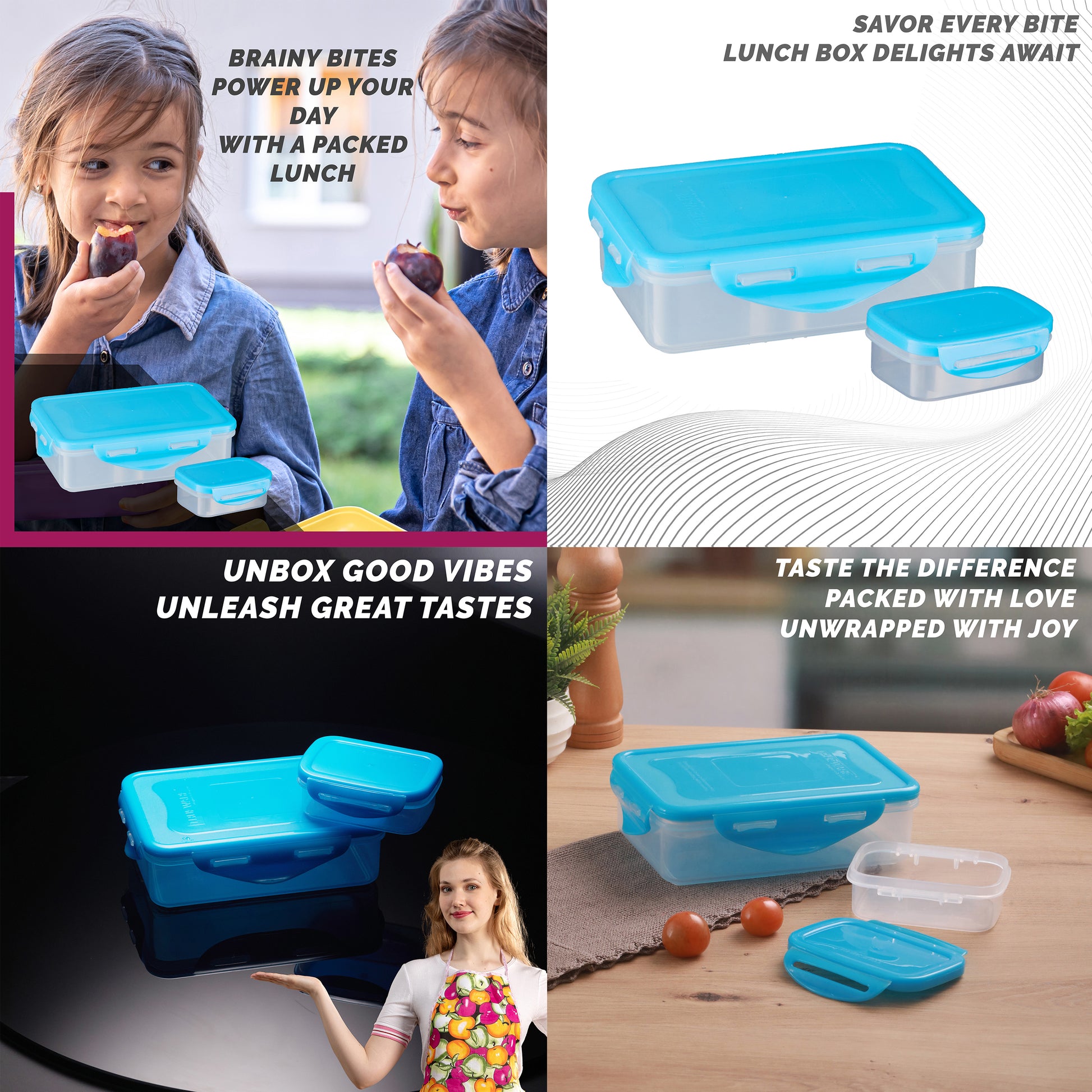 Trueware Tiffinline School Mate Plastic Kids Lunch Box Big Box | 500 ML & Small 150 ML