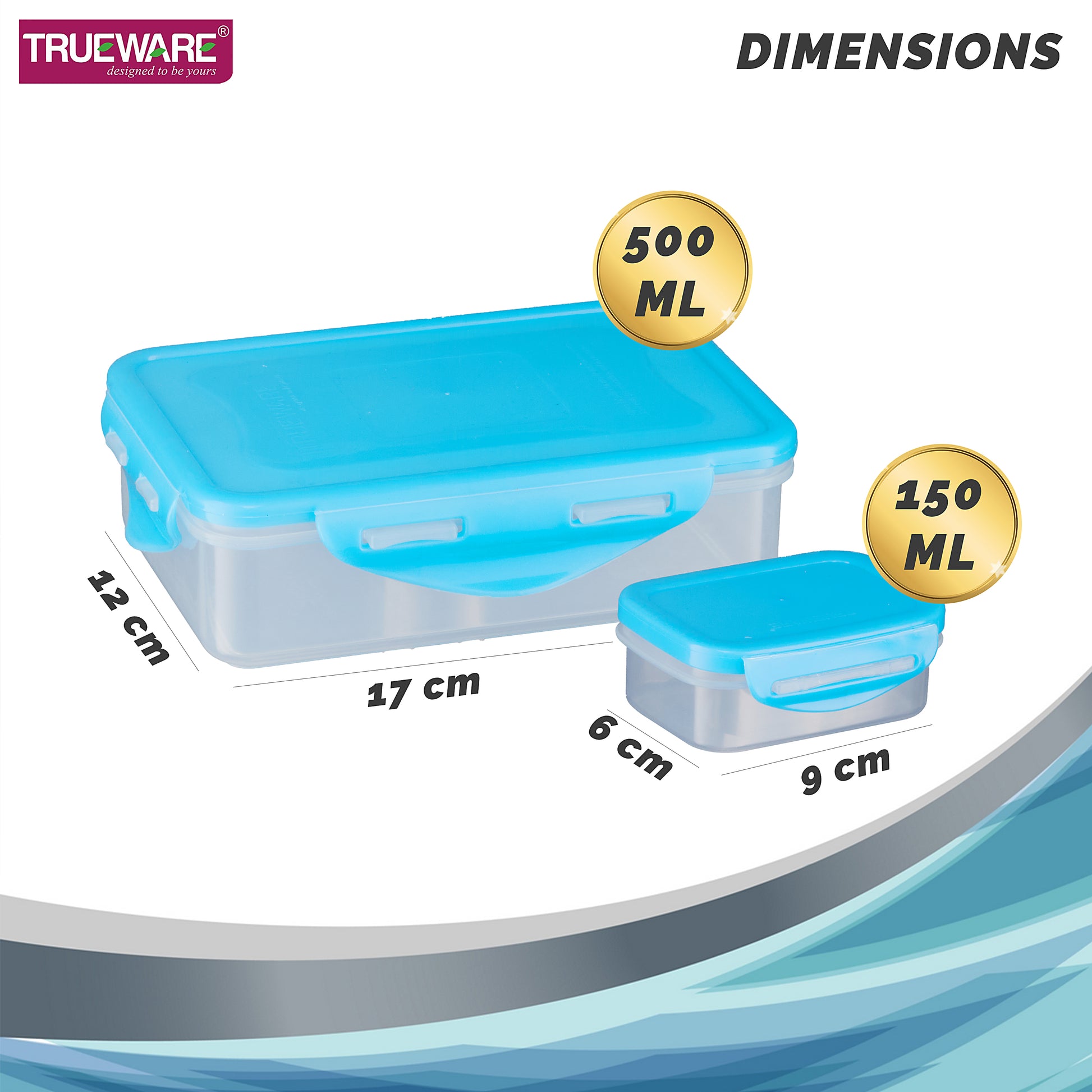 Trueware Tiffinline School Mate Plastic Kids Lunch Box Big Box | 500 ML & Small 150 ML