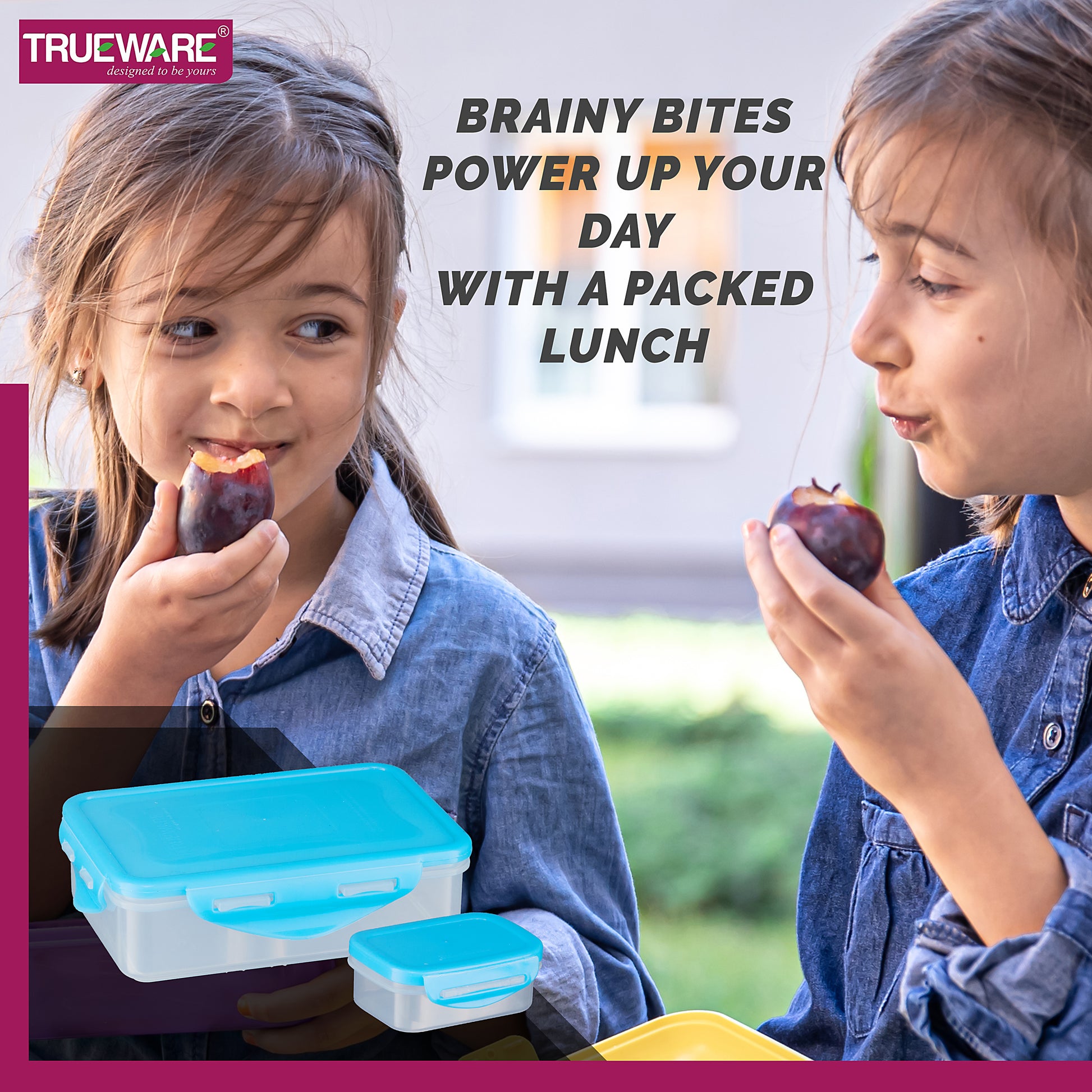 Trueware Tiffinline School Mate Plastic Kids Lunch Box Big Box | 500 ML & Small 150 ML