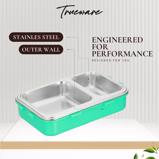 Trueware Pluto Lunch Box 2 Compartment Leak-Proof BPA Free Stainless Steel