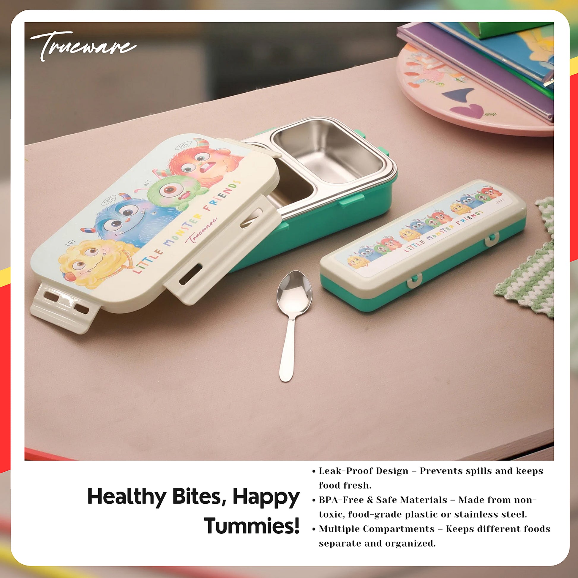 Trueware Pluto Lunch Box 2 Compartment Leak-Proof BPA Free Stainless Steel