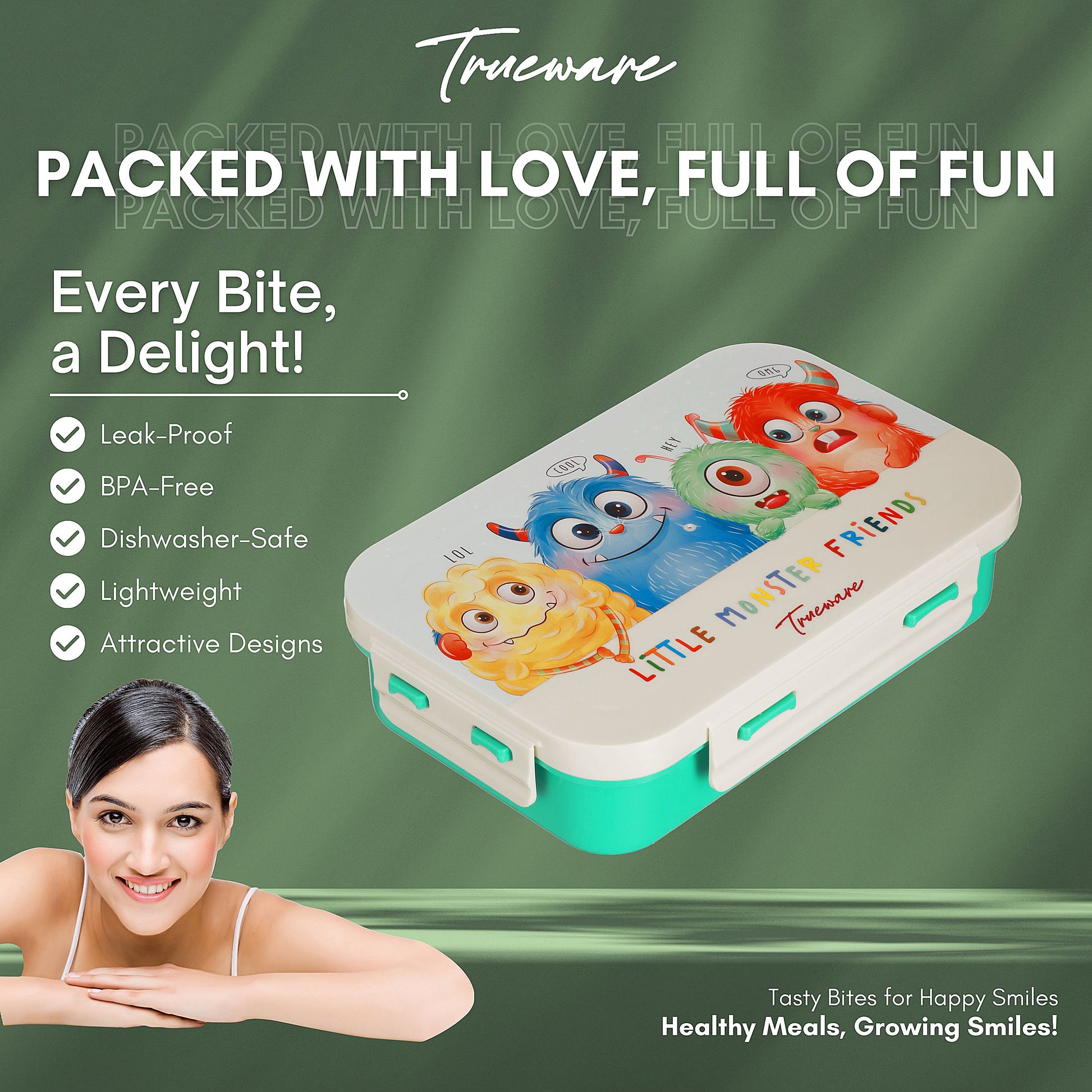 Trueware Pluto Lunch Box 2 Compartment Leak-Proof BPA Free Stainless Steel