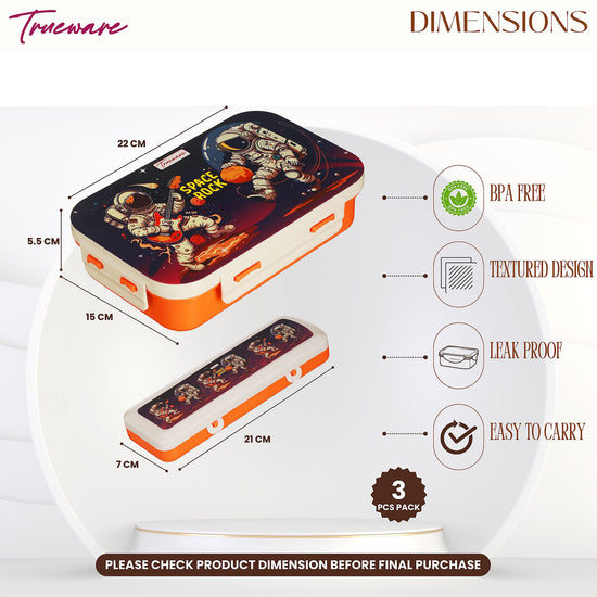 Trueware Pluto Lunch Box 2 Compartment Leak-Proof BPA Free Stainless Steel