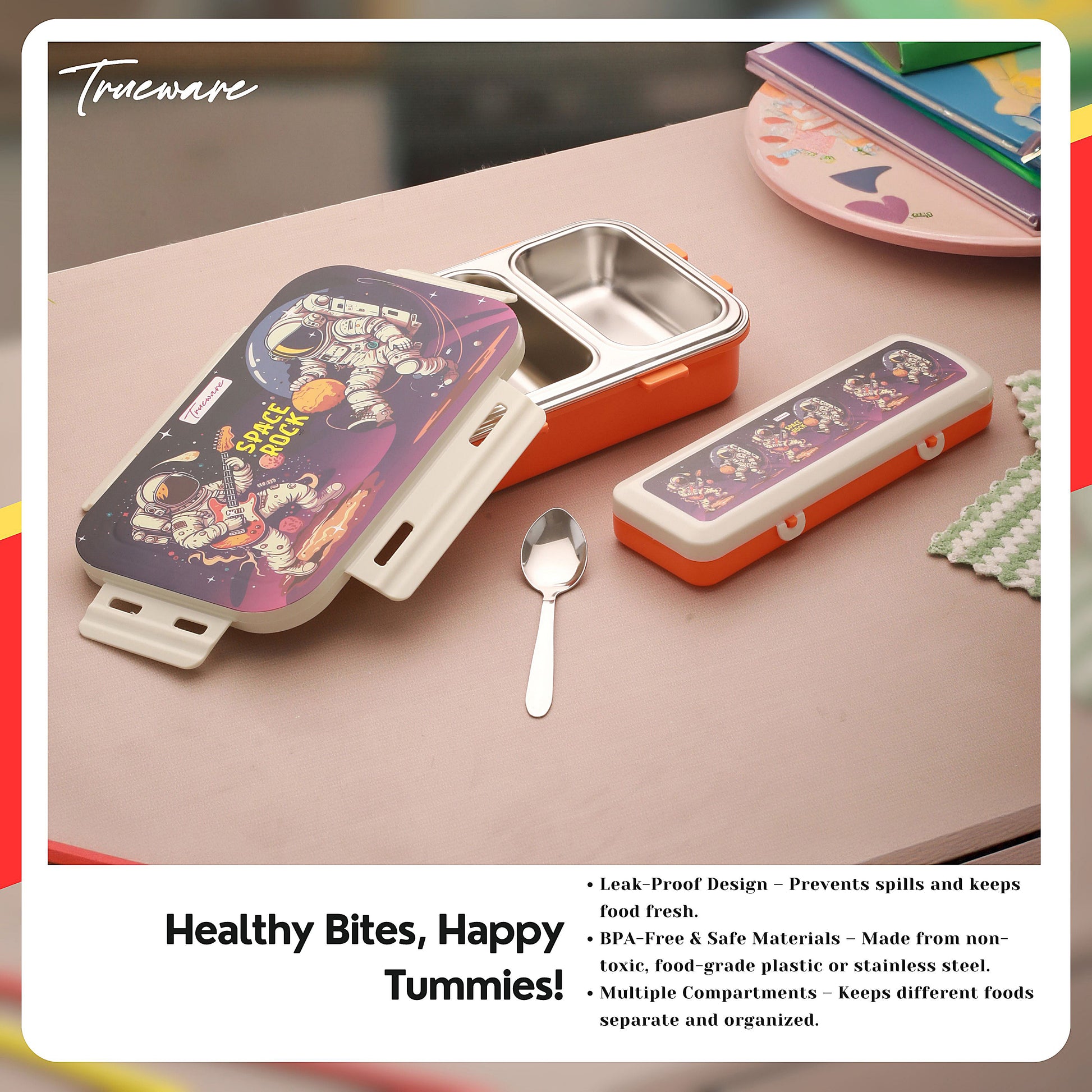 Trueware Pluto Lunch Box 2 Compartment Leak-Proof BPA Free Stainless Steel