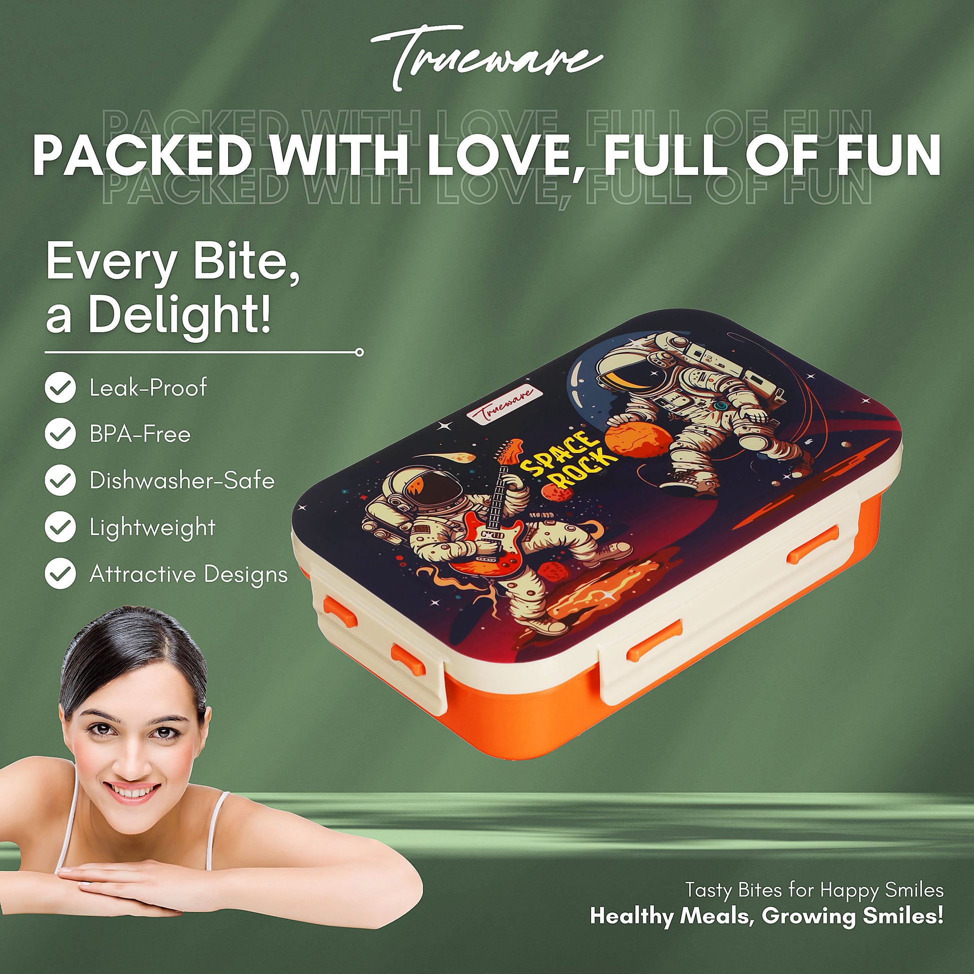 Trueware Pluto Lunch Box 2 Compartment Leak-Proof BPA Free Stainless Steel
