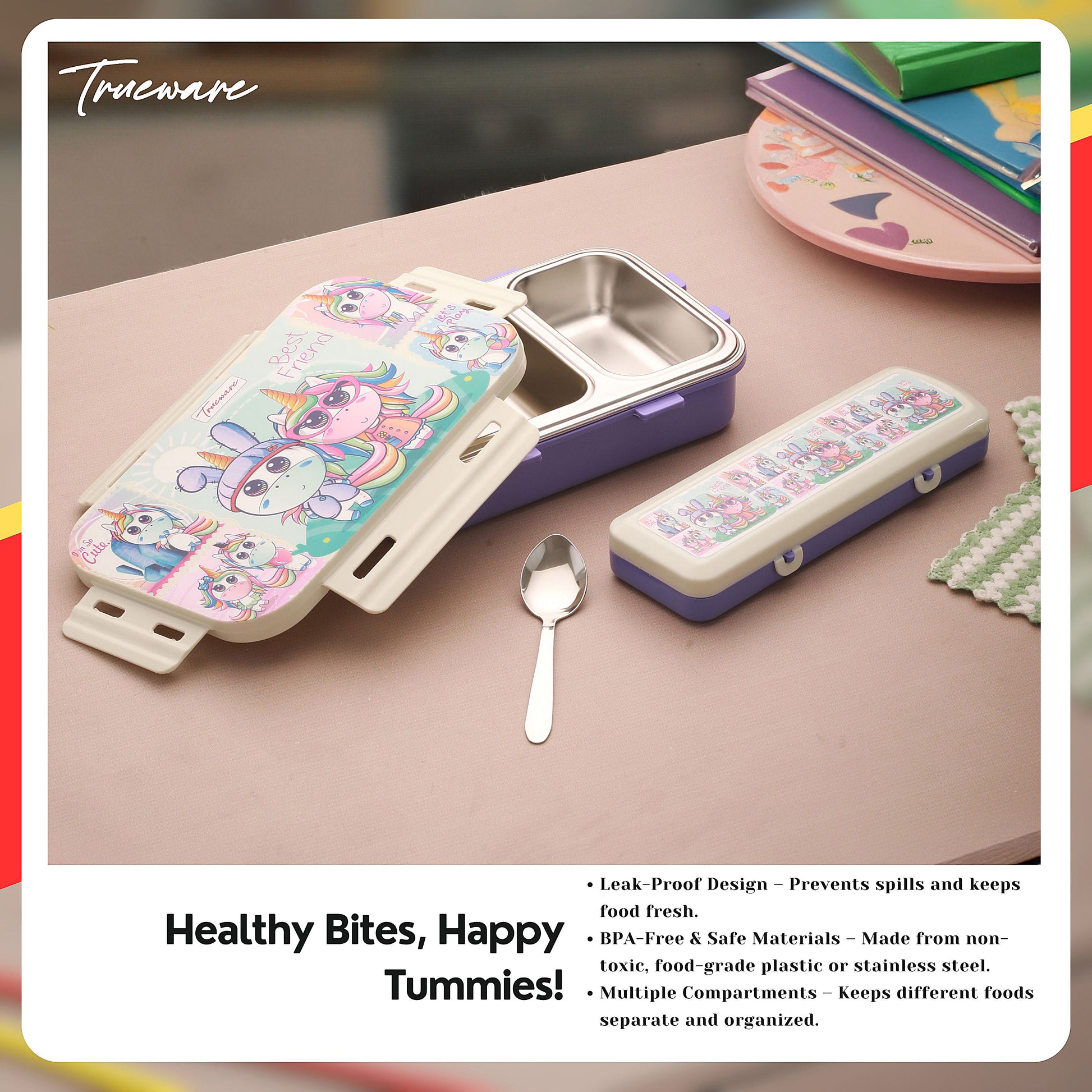 Trueware Pluto Lunch Box 2 Compartment Leak-Proof BPA Free Stainless Steel