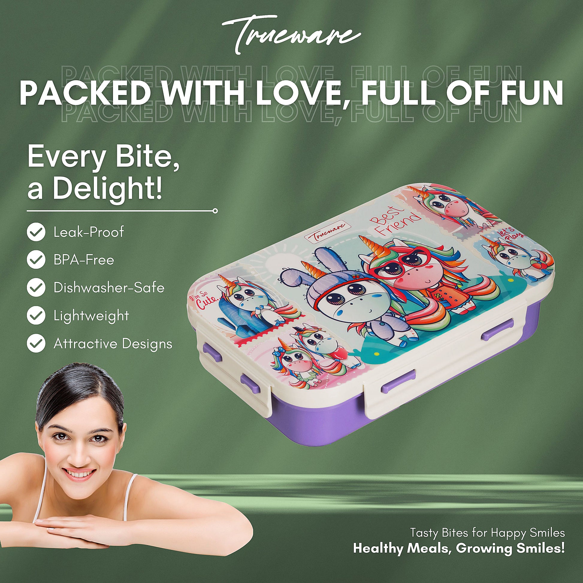 Trueware Pluto Lunch Box 2 Compartment Leak-Proof BPA Free Stainless Steel